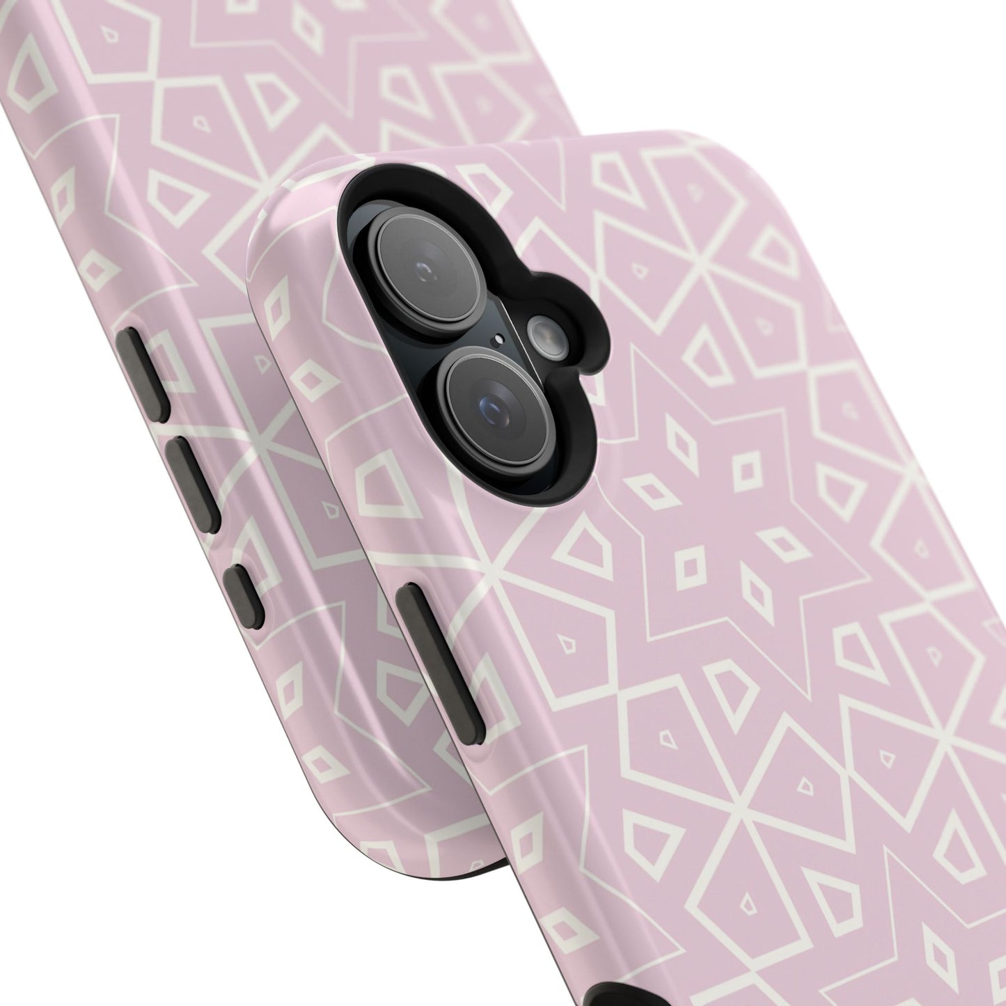 Pink and White Geometric Design Iphone Magnetic Tough Case