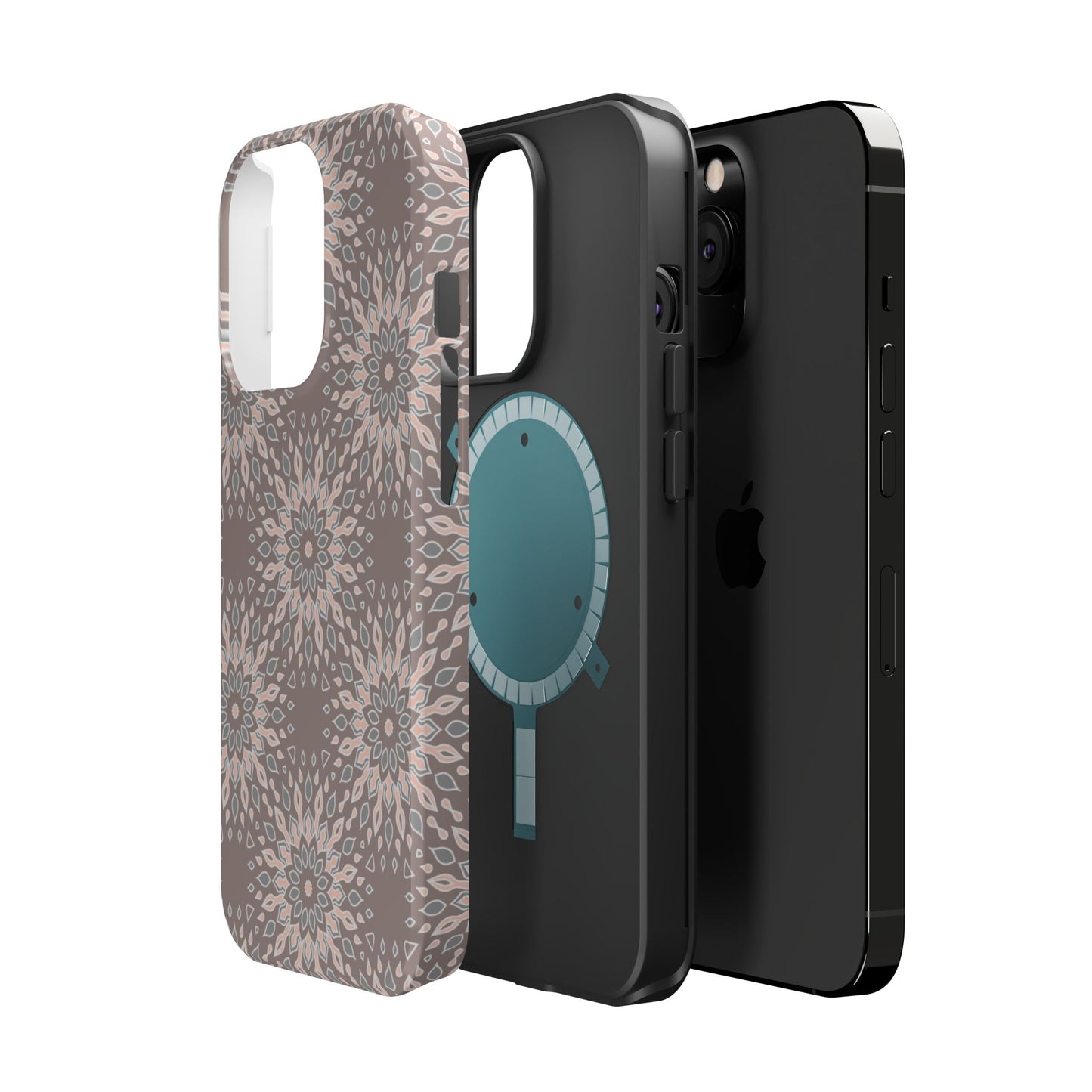 Beige Floral Design - Iphone Magnetic Tough Case