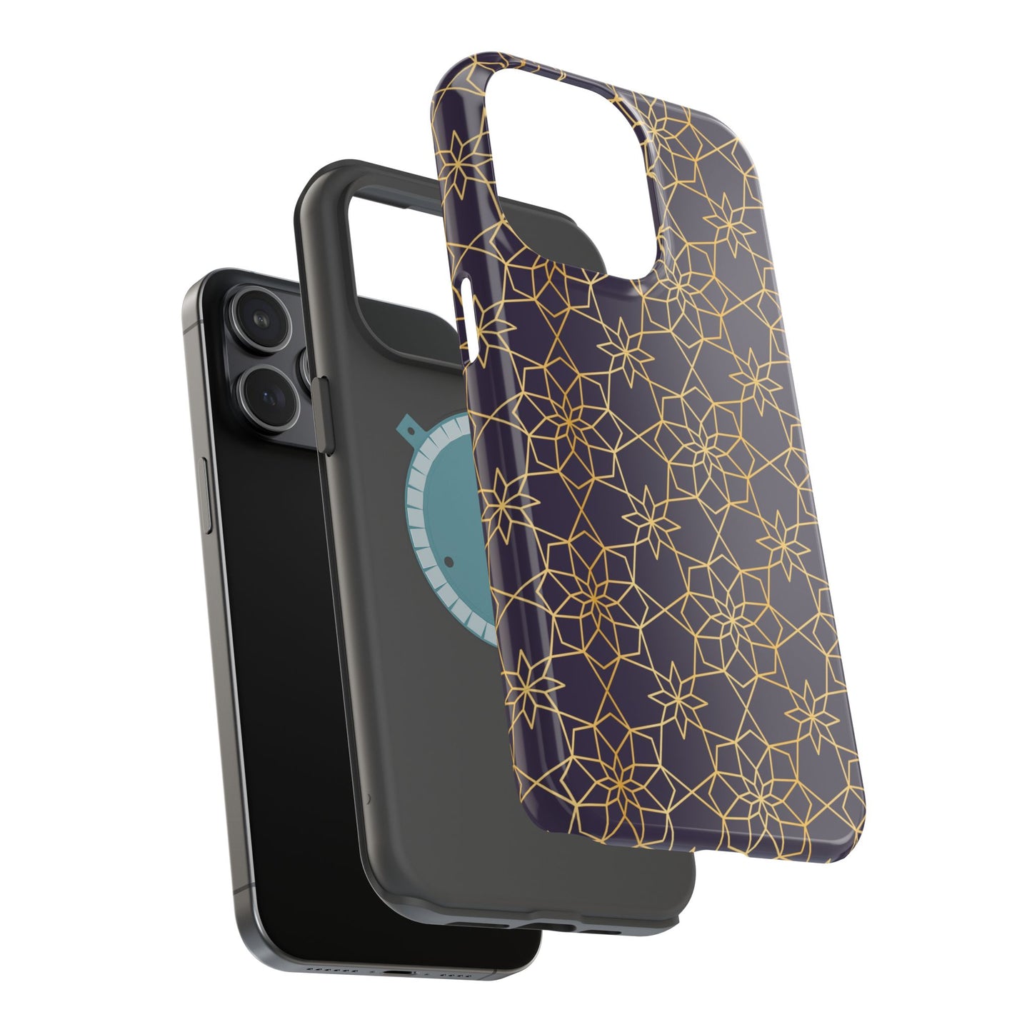 Gold and Purple Geometric Design Iphone Magnetic Tough Case
