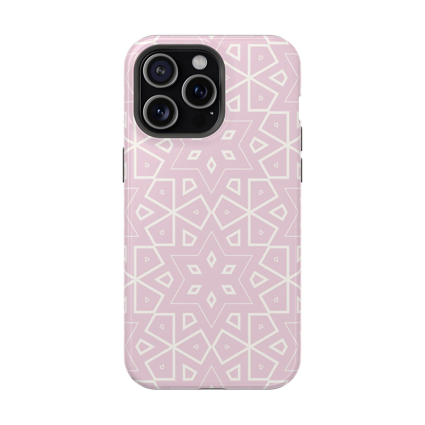 Pink and White Geometric Design Iphone Magnetic Tough Case
