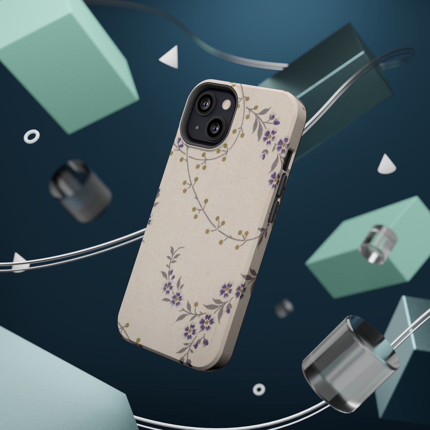 Purple Floral Design - Iphone Magnetic Tough Case