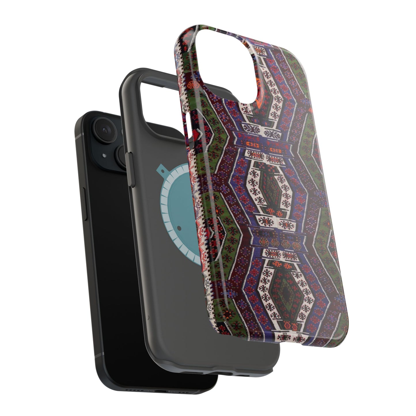 Purple and Green Geometric Design - Iphone Magnetic Tough Case