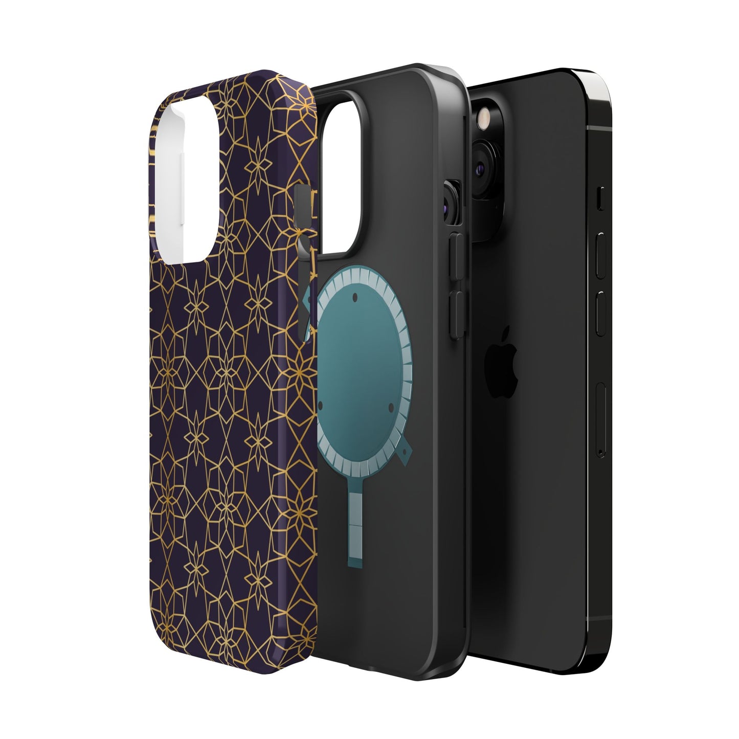 Gold and Purple Geometric Design Iphone Magnetic Tough Case