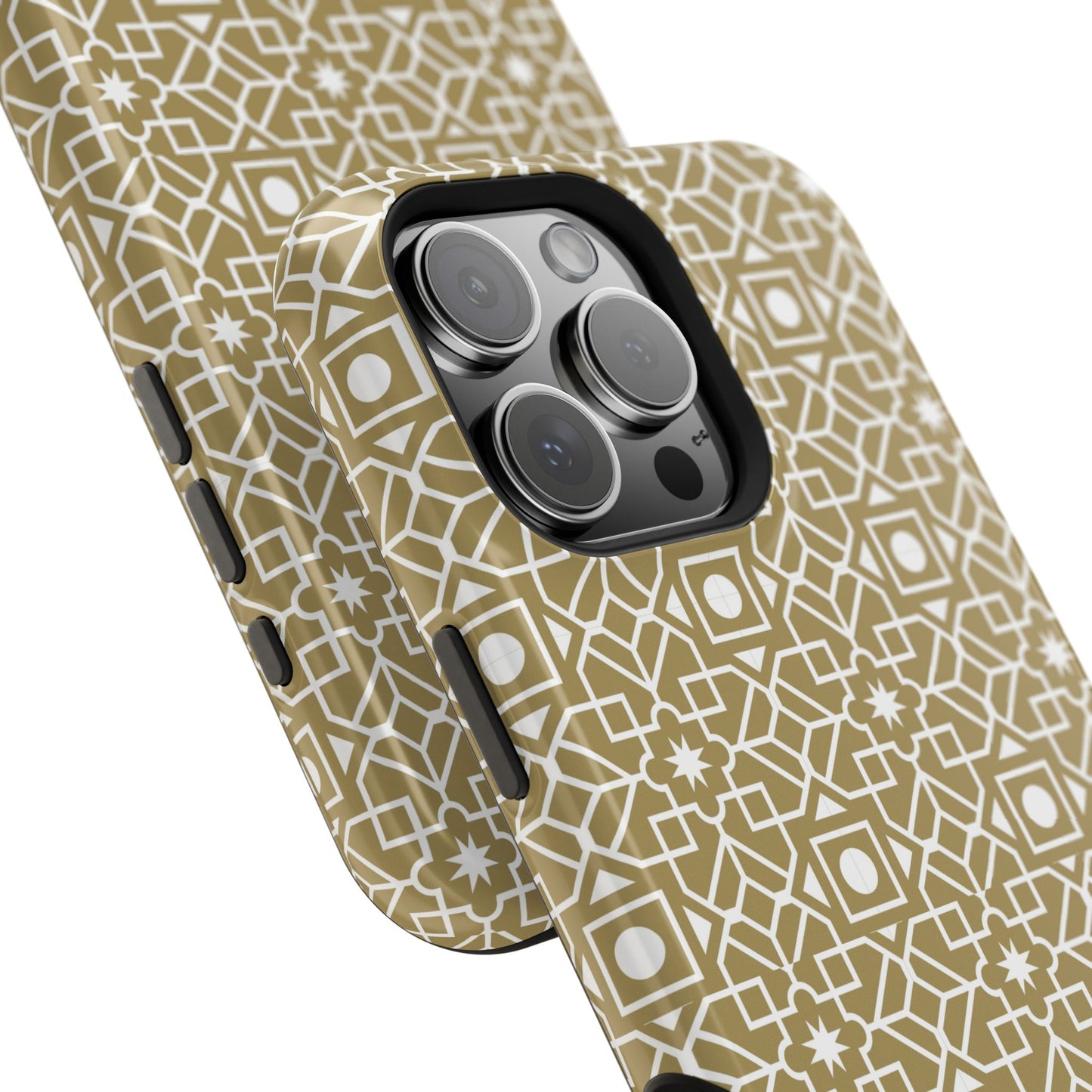 Beige and Gold Geometric Design Iphone Magnetic Tough Case