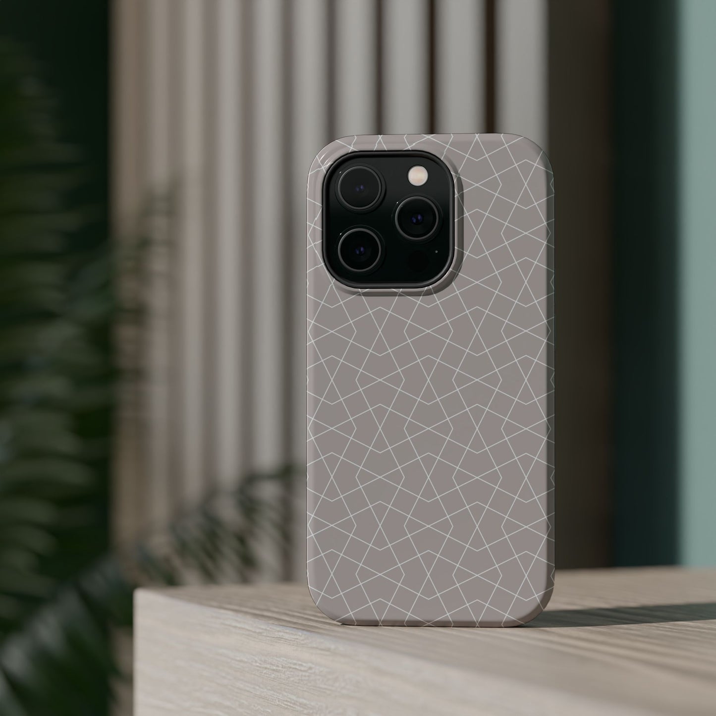 Beige and white geometric Design - Iphone Magnetic Tough Case