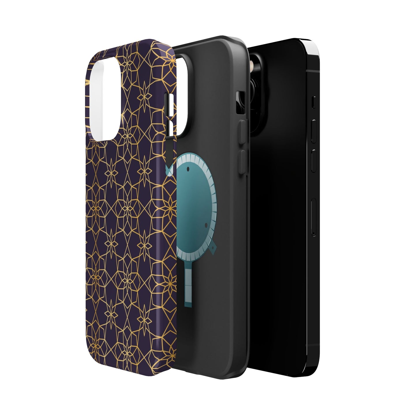 Gold and Purple Geometric Design Iphone Magnetic Tough Case