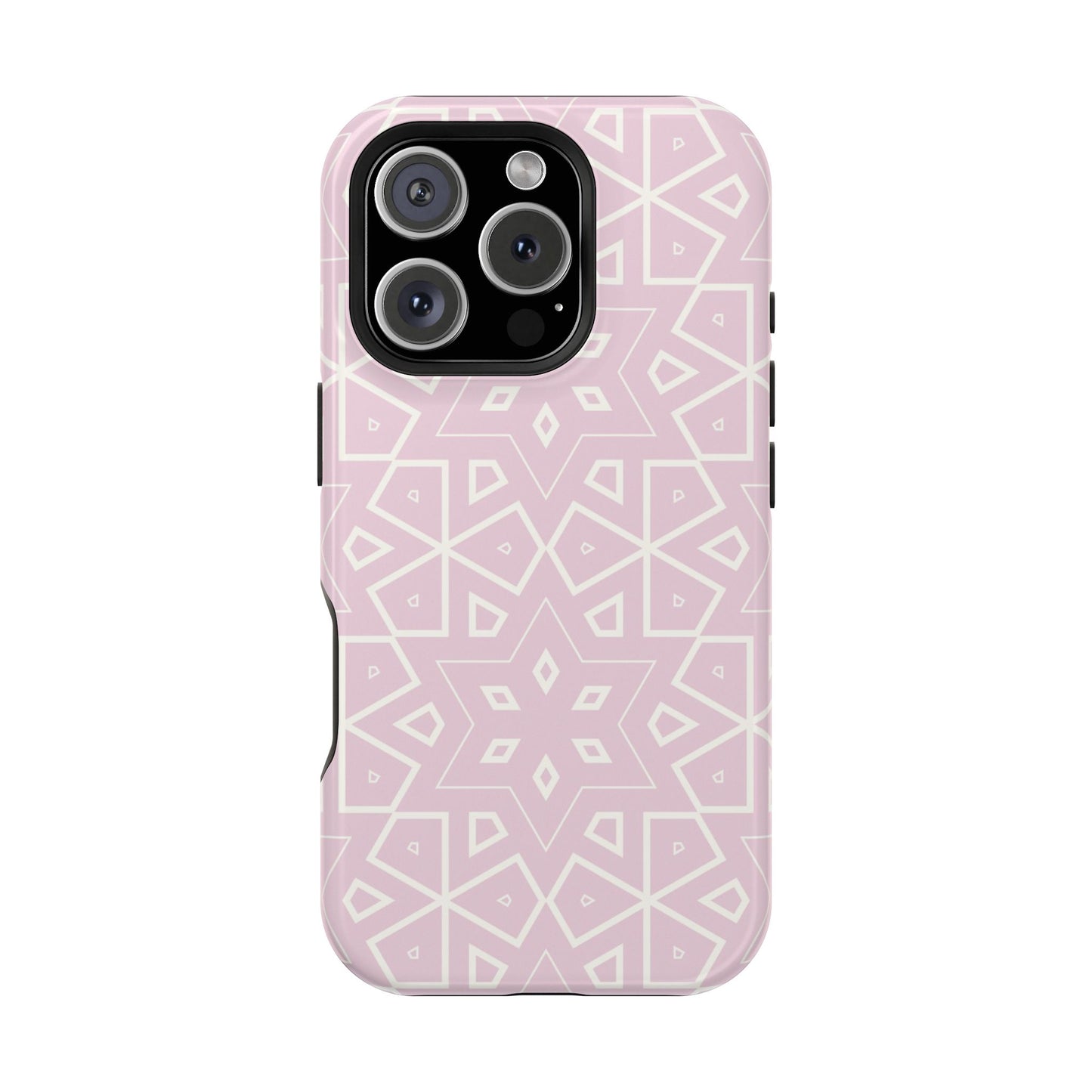 Pink and White Geometric Design Iphone Magnetic Tough Case