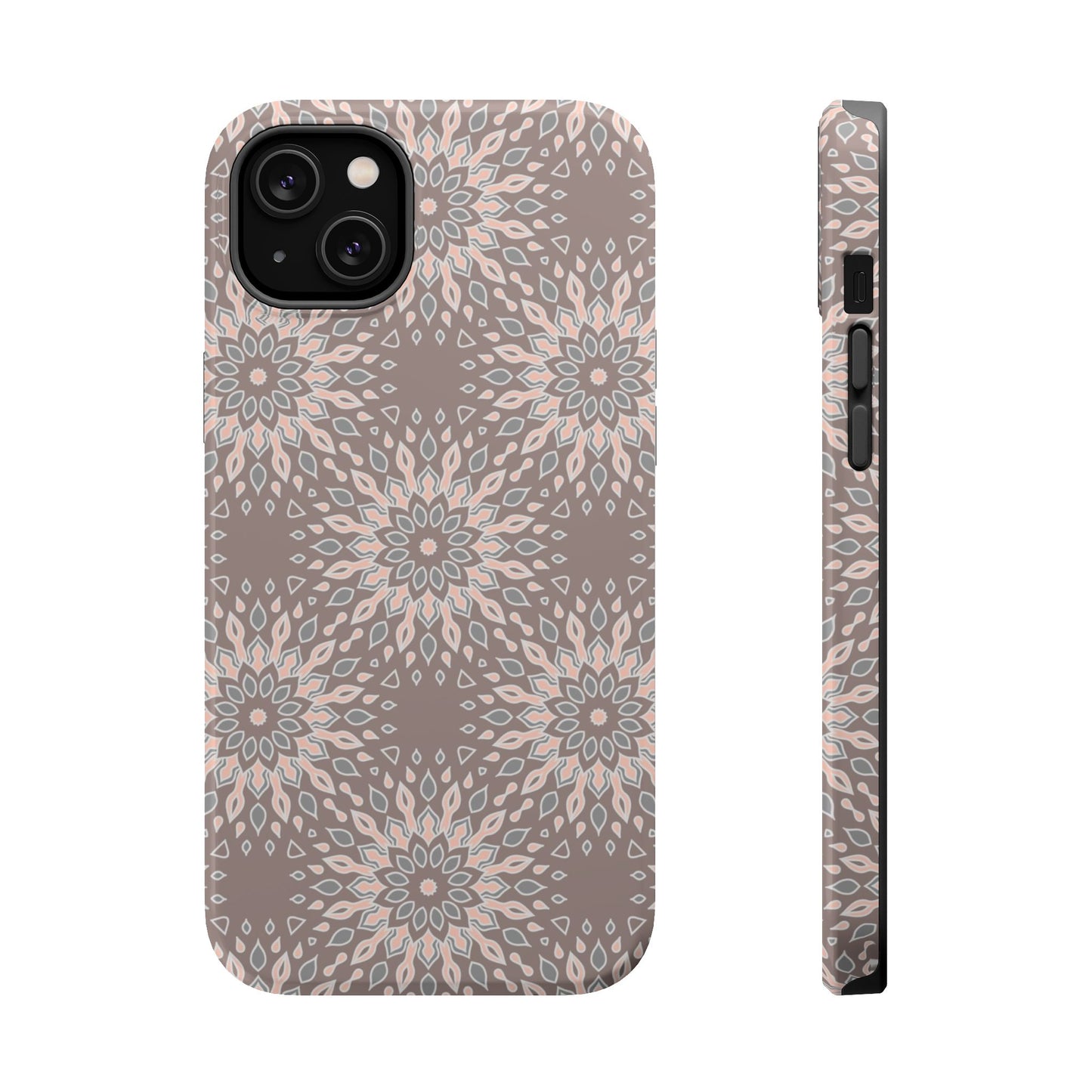 Beige Floral Design - Iphone Magnetic Tough Case