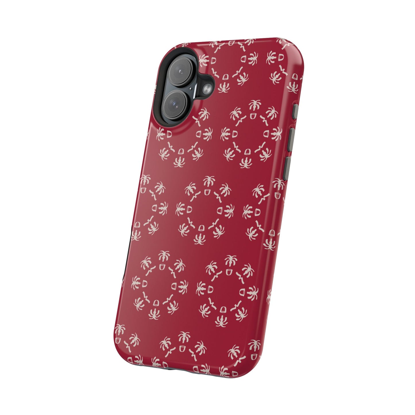 Palm Trees and coffee cups Geometric circle Design - Iphone Magnetic Tough Case