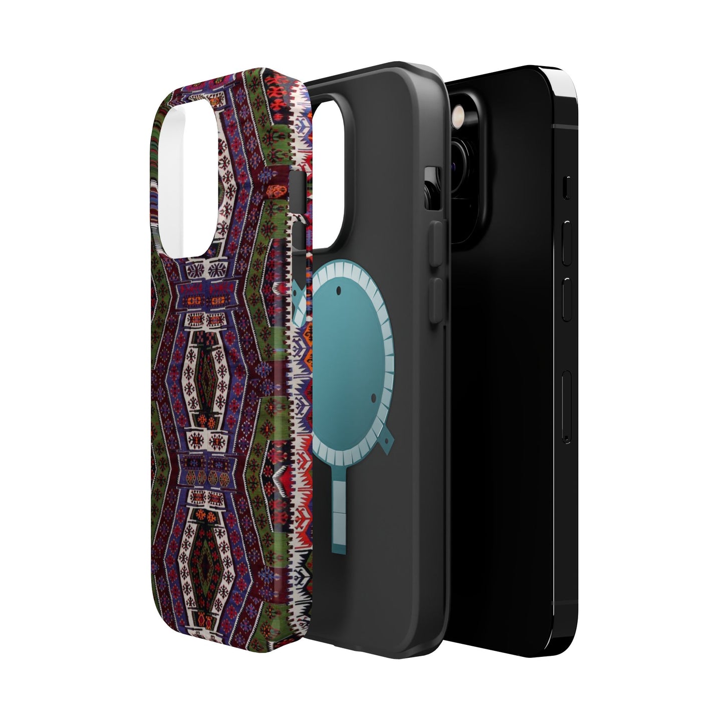 Purple and Green Geometric Design - Iphone Magnetic Tough Case