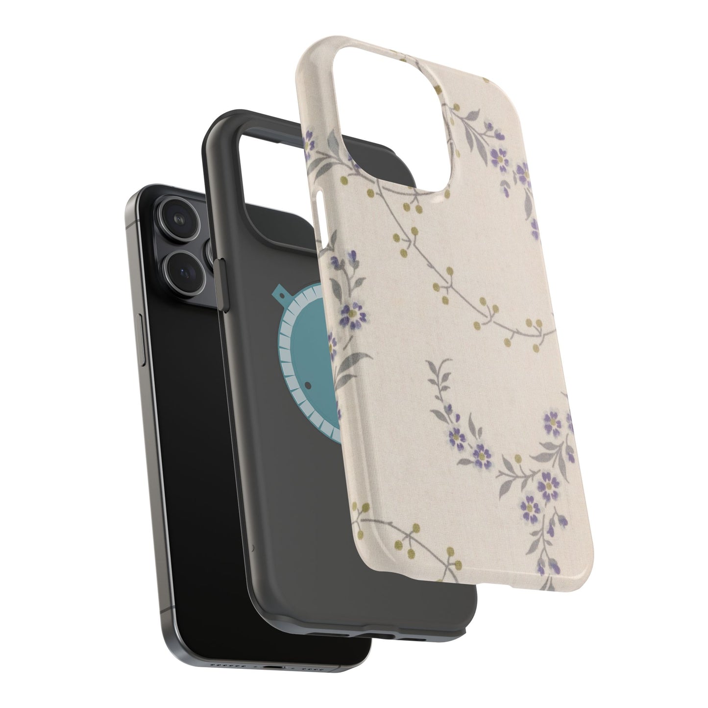 Purple Floral Design - Iphone Magnetic Tough Case
