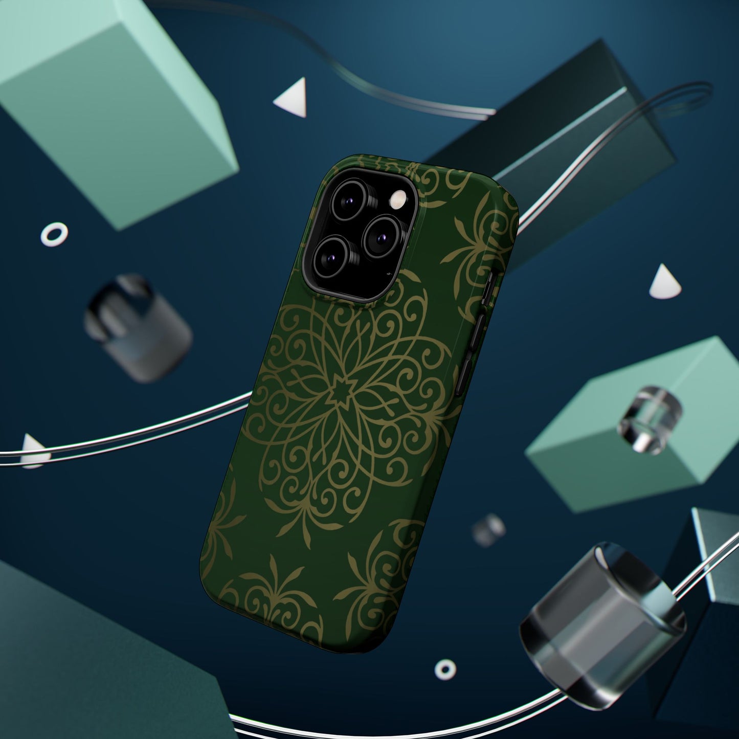 Gold and Green Flowery Design - Iphone Magnetic Tough Case