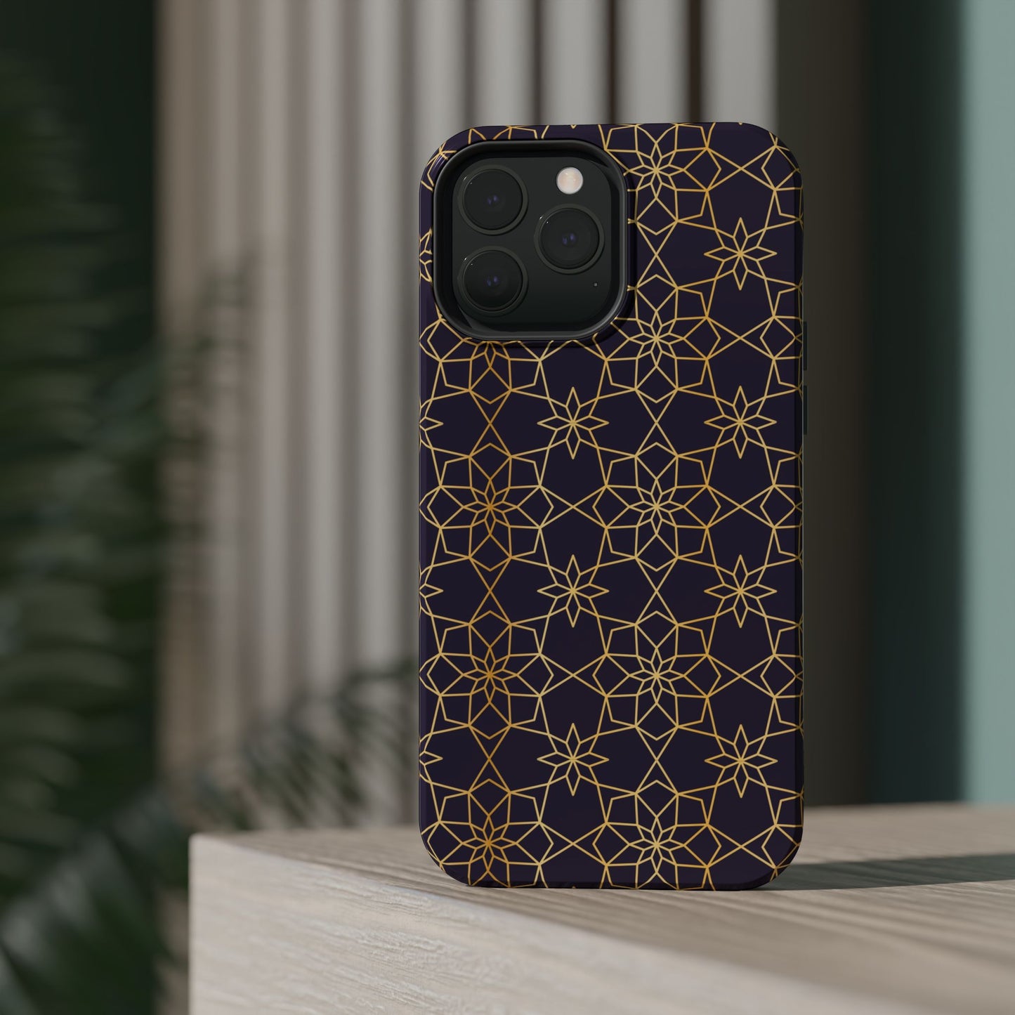 Gold and Purple Geometric Design Iphone Magnetic Tough Case