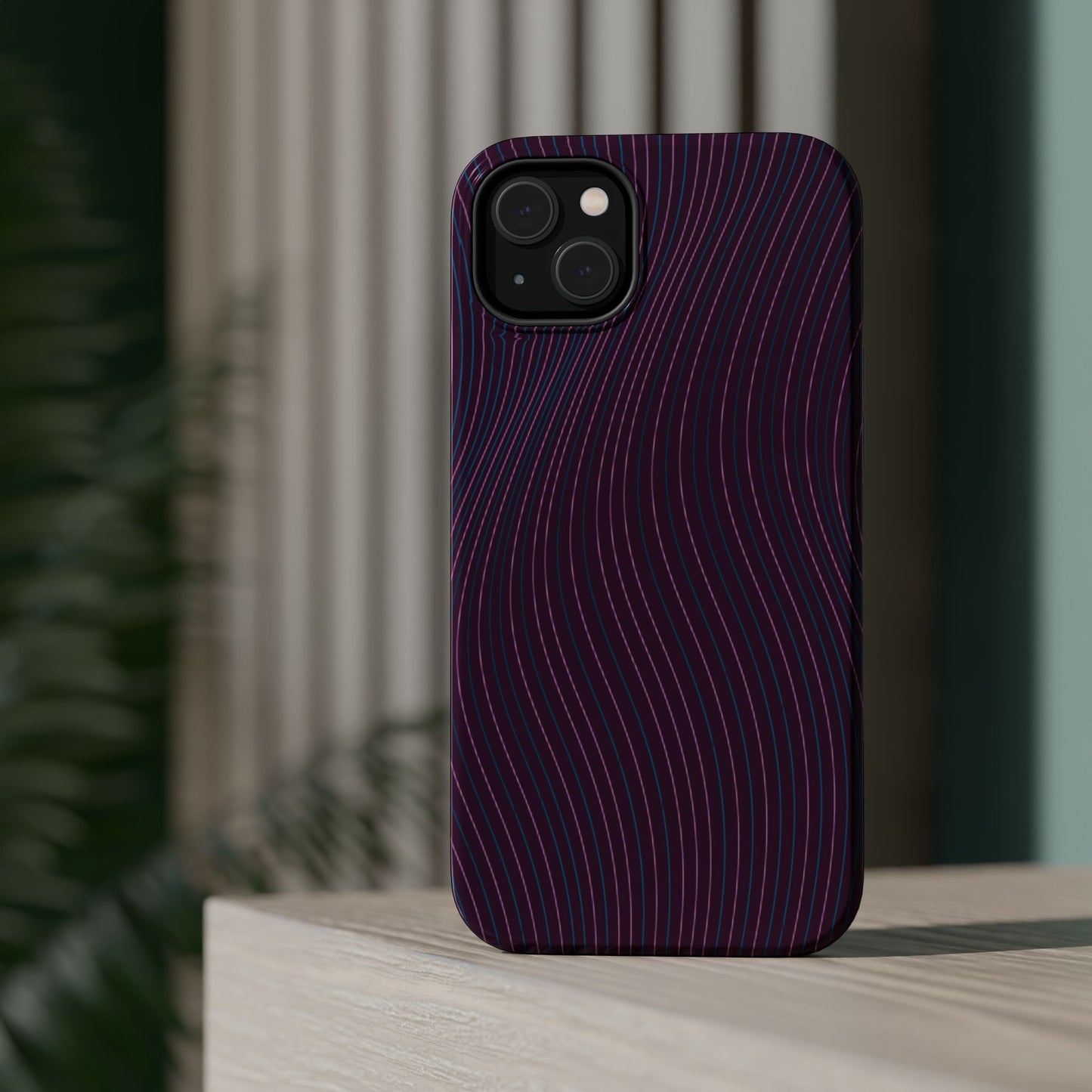 Purple Line Pattern Design - Iphone Magnetic Tough Case