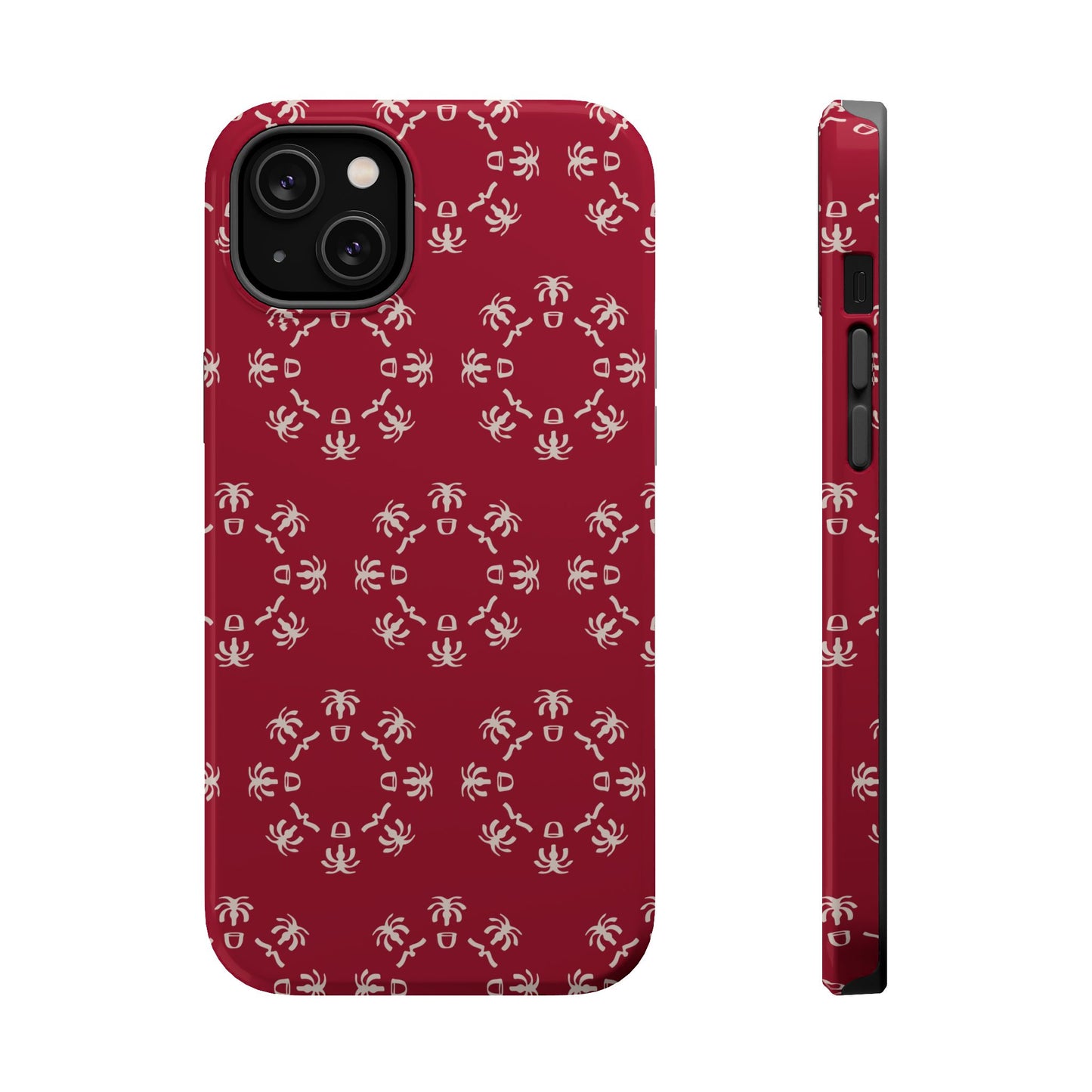 Palm Trees and coffee cups Geometric circle Design - Iphone Magnetic Tough Case