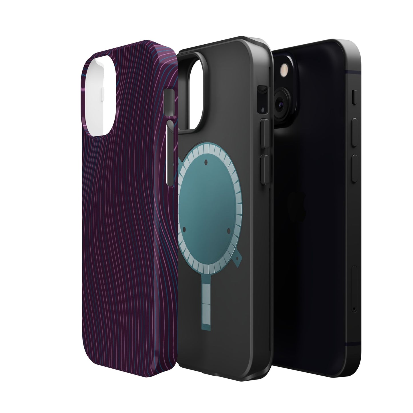 Purple Line Pattern Design - Iphone Magnetic Tough Case