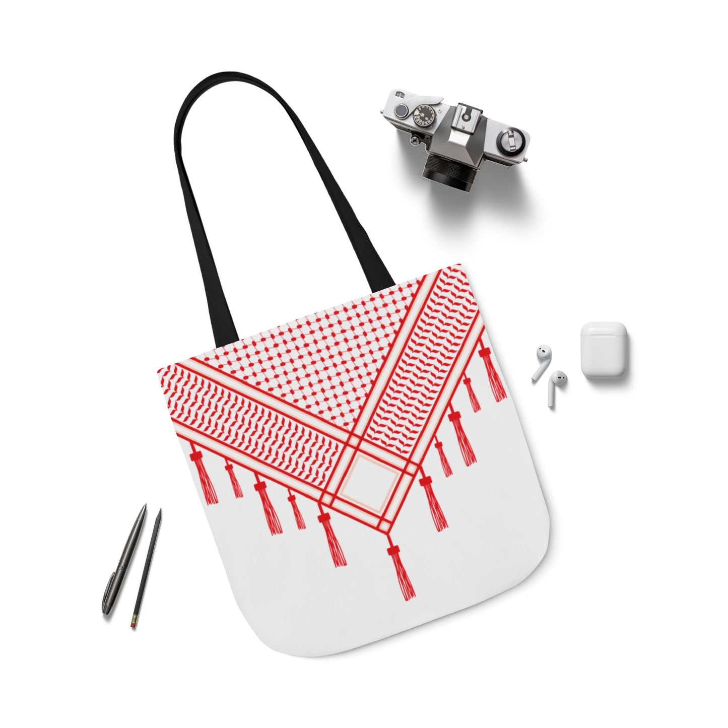 Red and White Shmagh Design Tote Bag