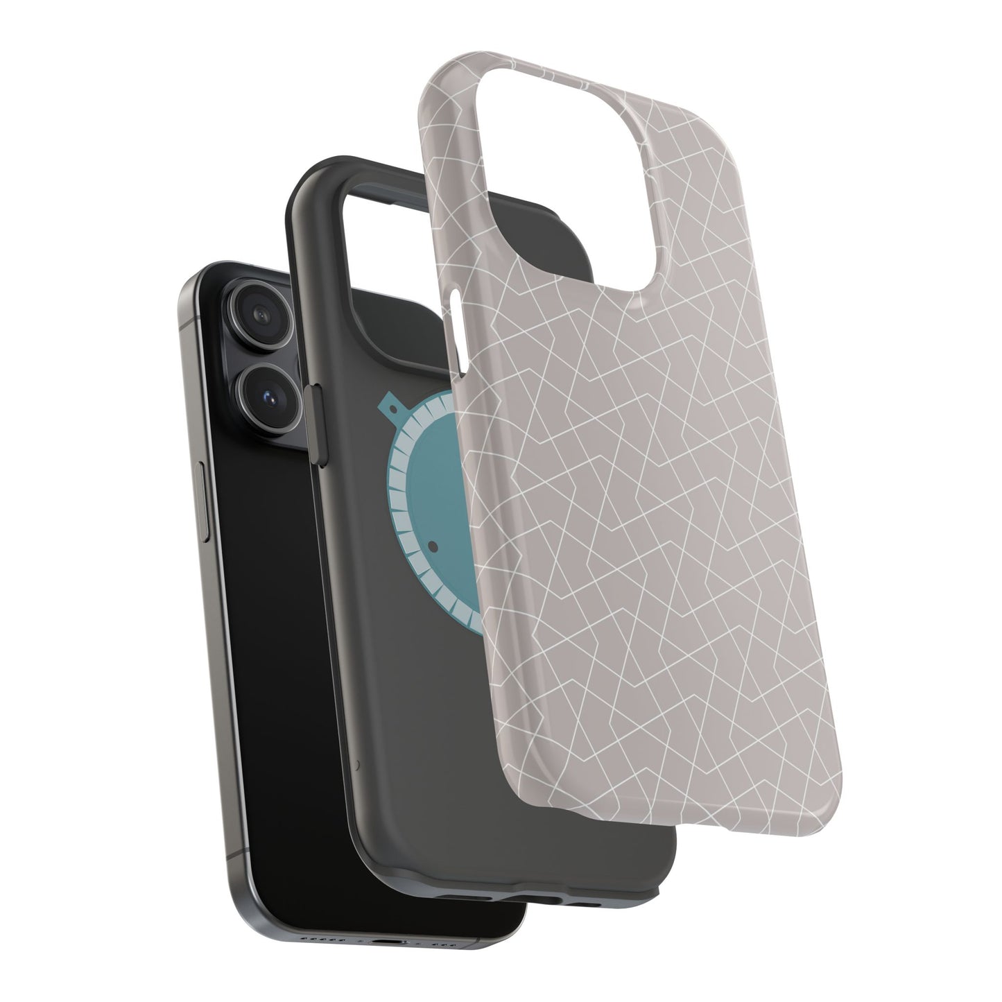 Beige and white geometric Design - Iphone Magnetic Tough Case