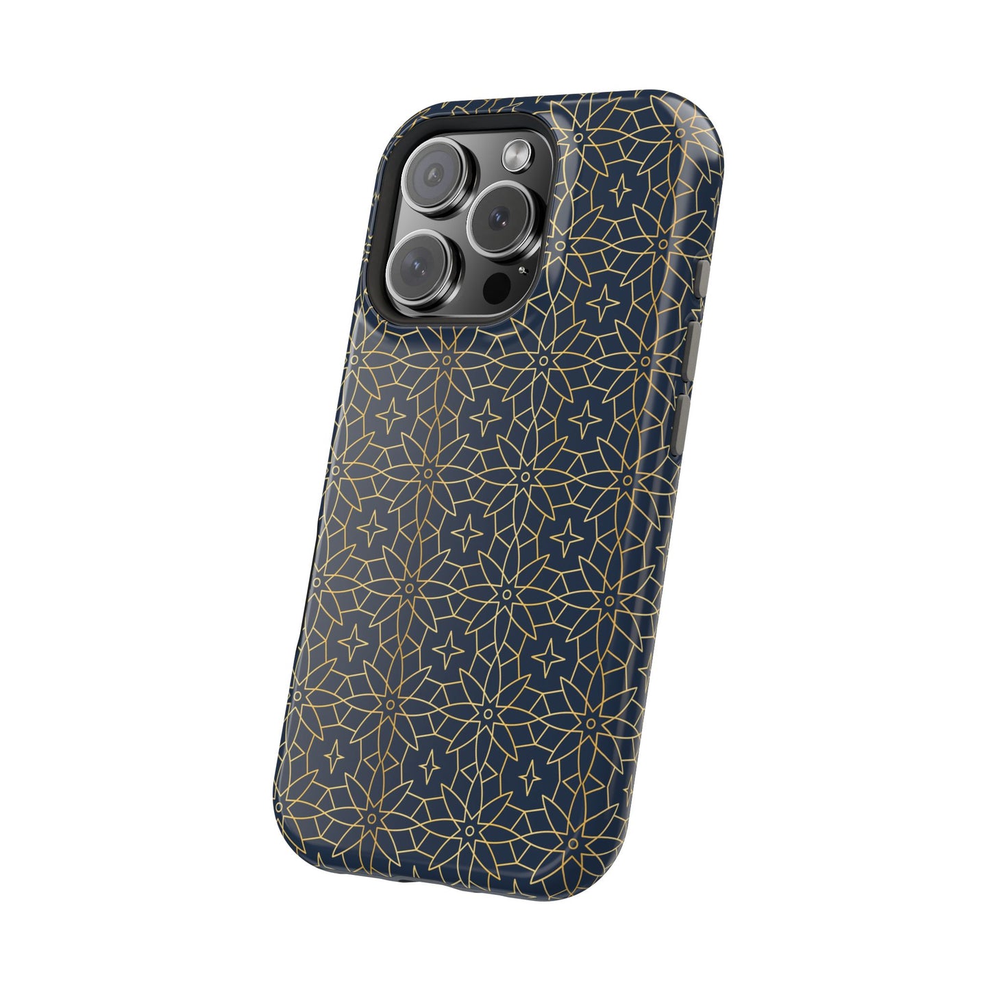 Navy and Gold Geometric Design Iphone Magnetic Tough Case