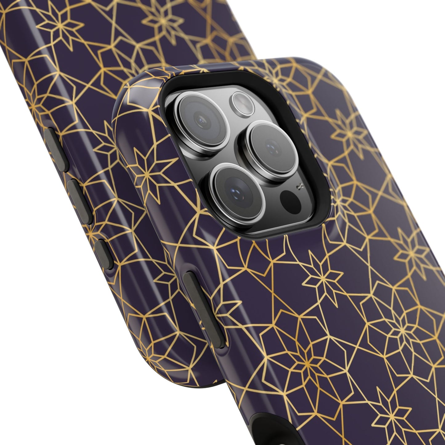 Gold and Purple Geometric Design Iphone Magnetic Tough Case