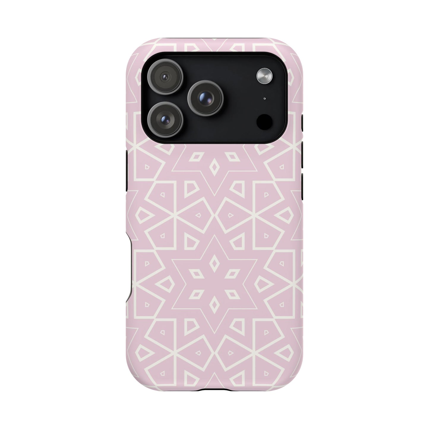 Pink and White Geometric Design Iphone Magnetic Tough Case