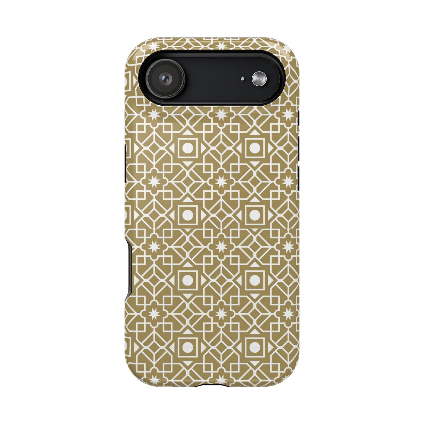 Beige and Gold Geometric Design Iphone Magnetic Tough Case