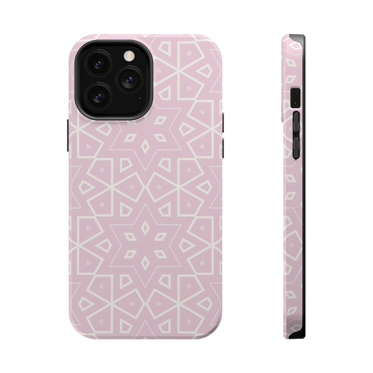 Pink and White Geometric Design Iphone Magnetic Tough Case