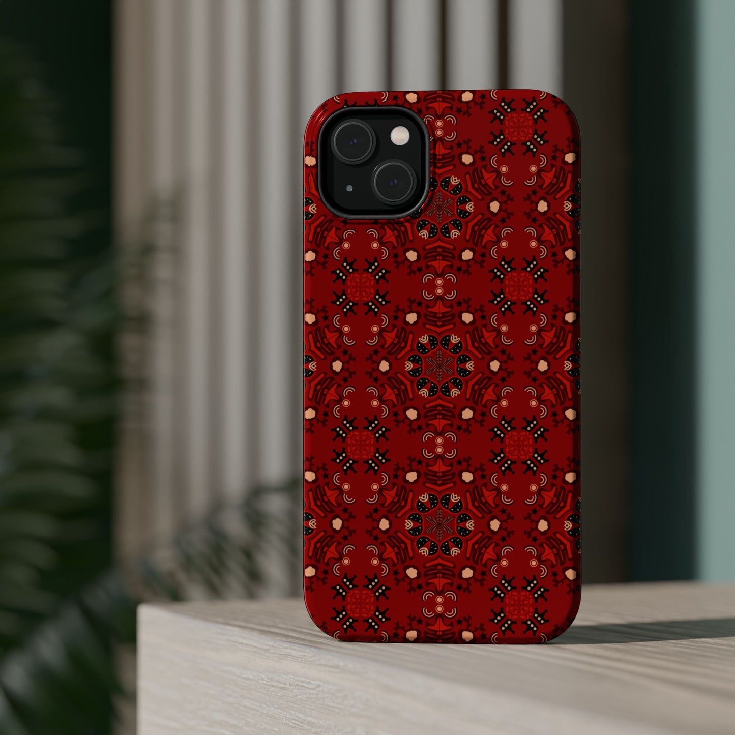 Red geometric Design - Iphone Magnetic Tough Case