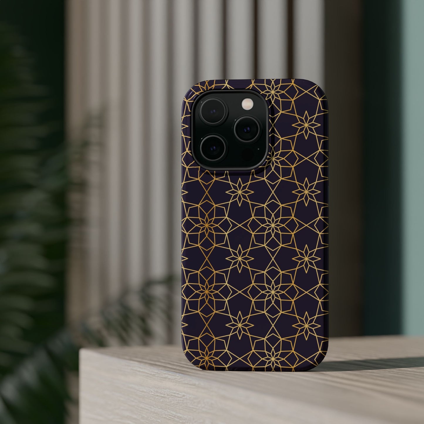 Gold and Purple Geometric Design Iphone Magnetic Tough Case
