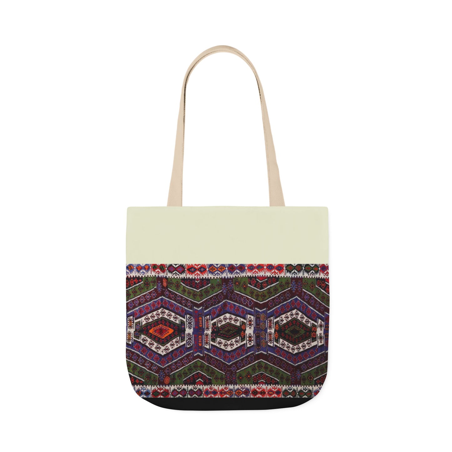 Purple and Res geometric Designs Tote Bag, 2-Color Straps