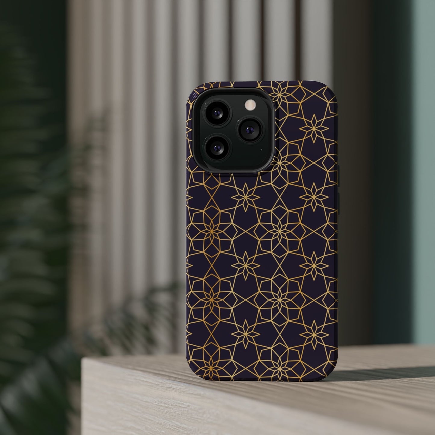Gold and Purple Geometric Design Iphone Magnetic Tough Case