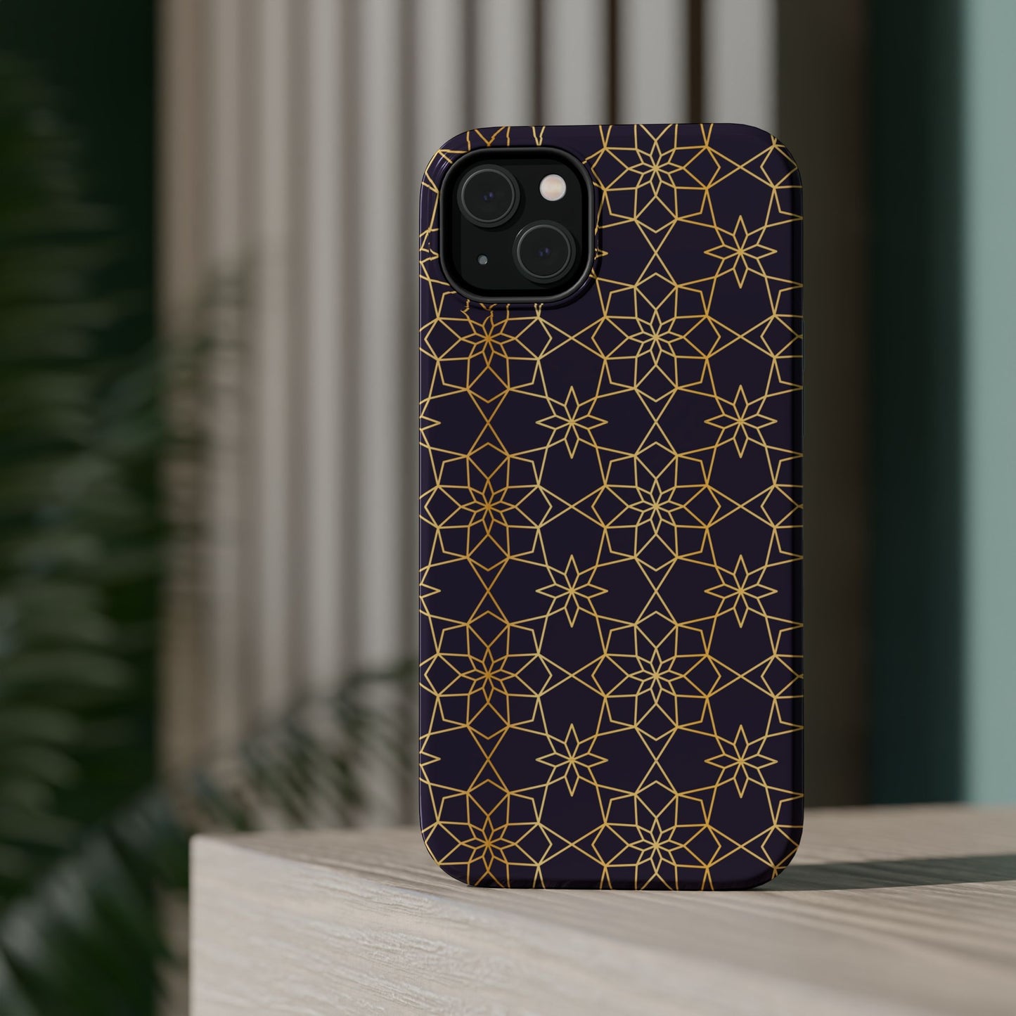 Gold and Purple Geometric Design Iphone Magnetic Tough Case
