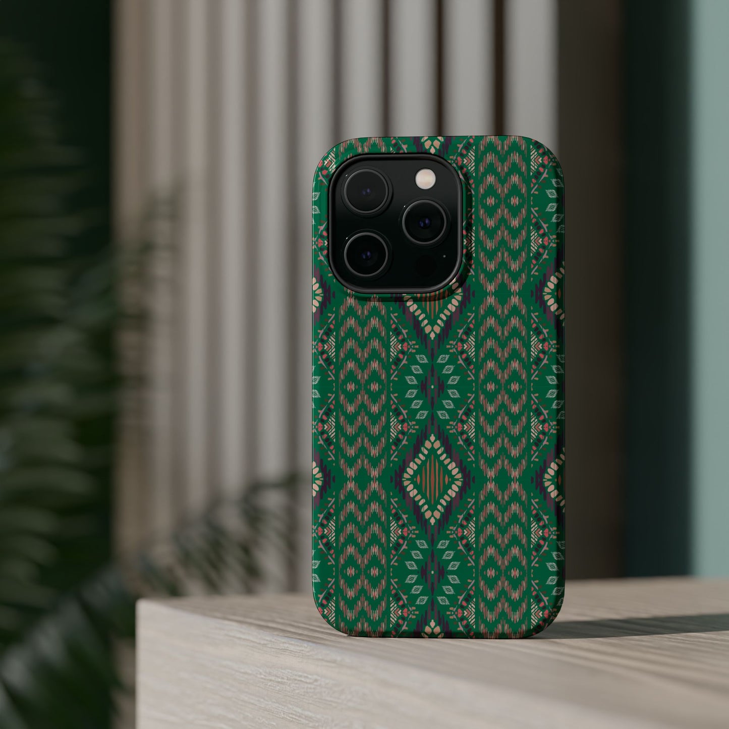 Emerald Green Geometric Design Iphone Magnetic Tough Case
