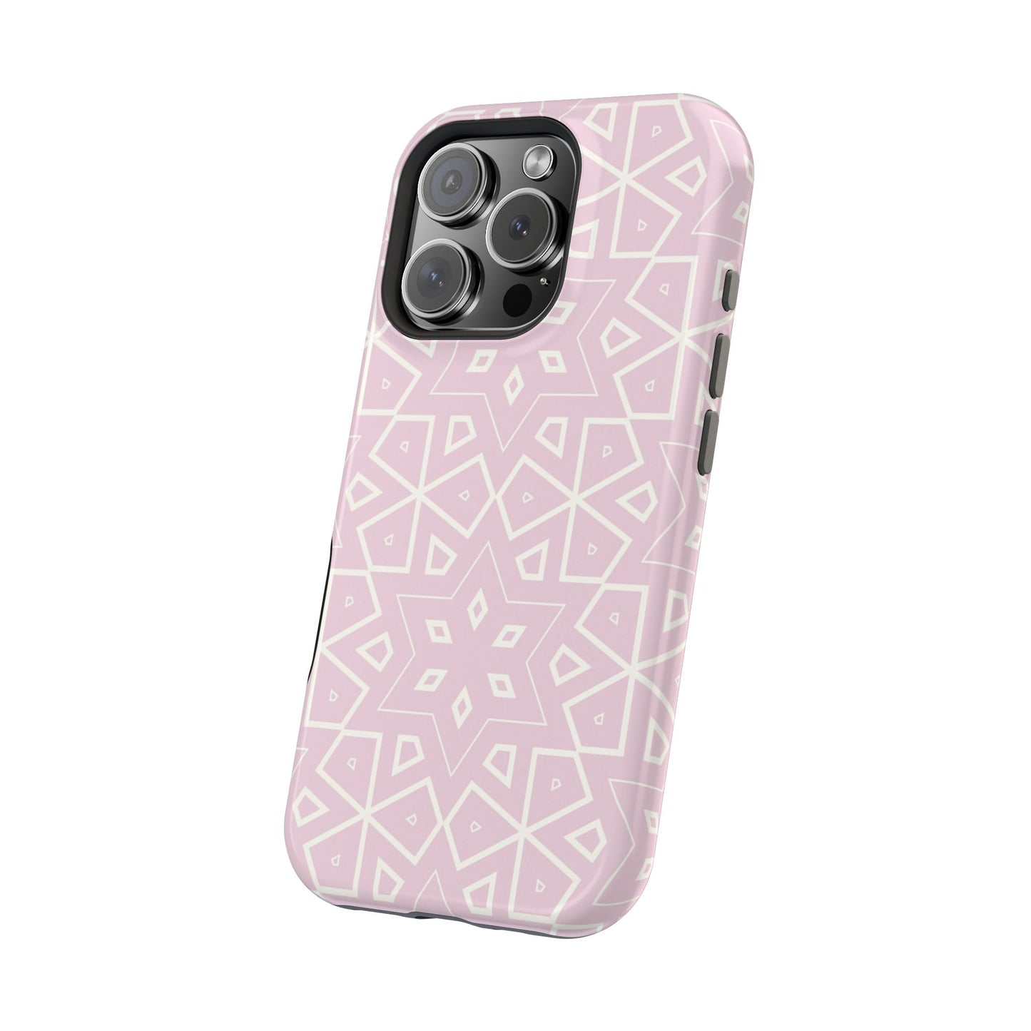 Pink and White Geometric Design Iphone Magnetic Tough Case