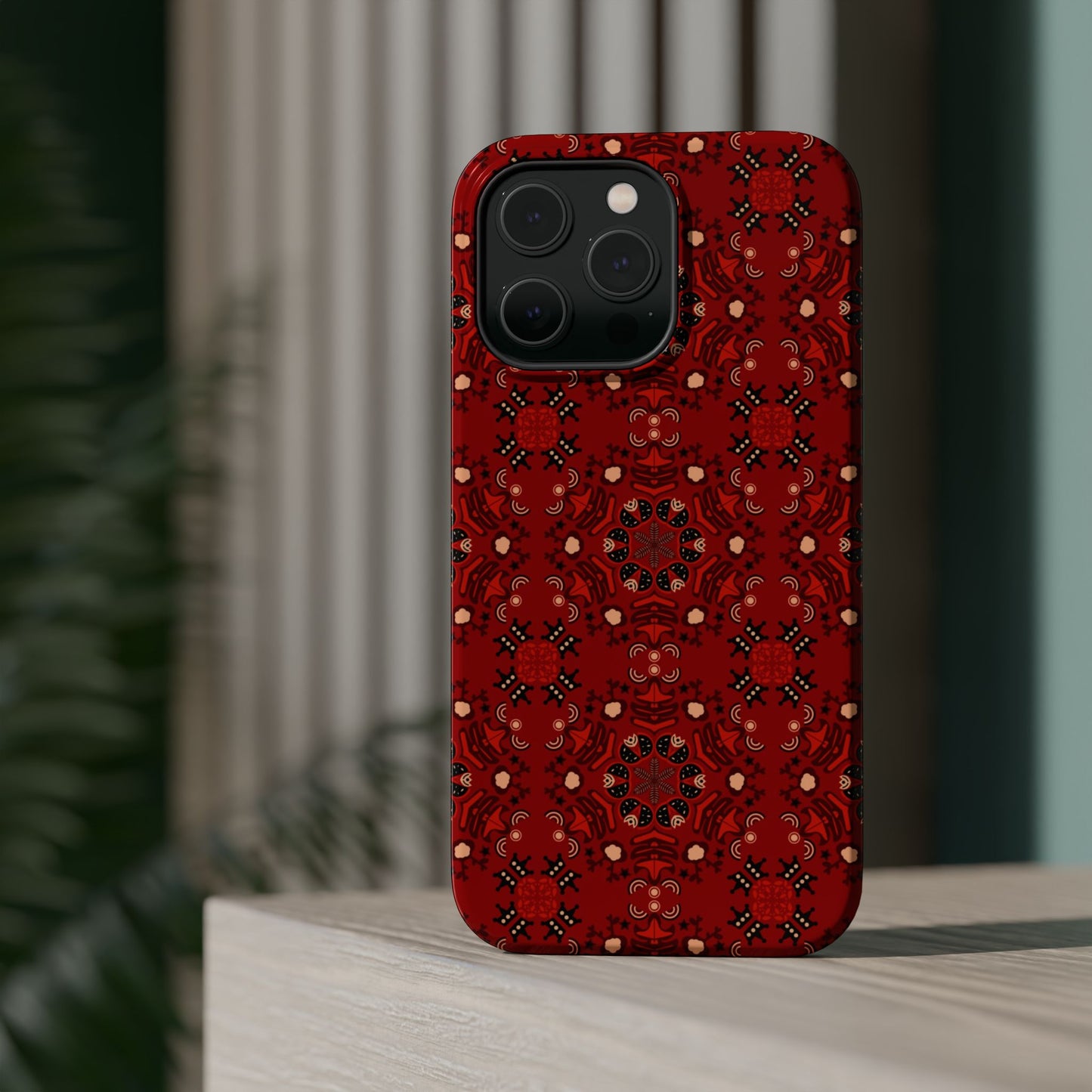 Red geometric Design - Iphone Magnetic Tough Case