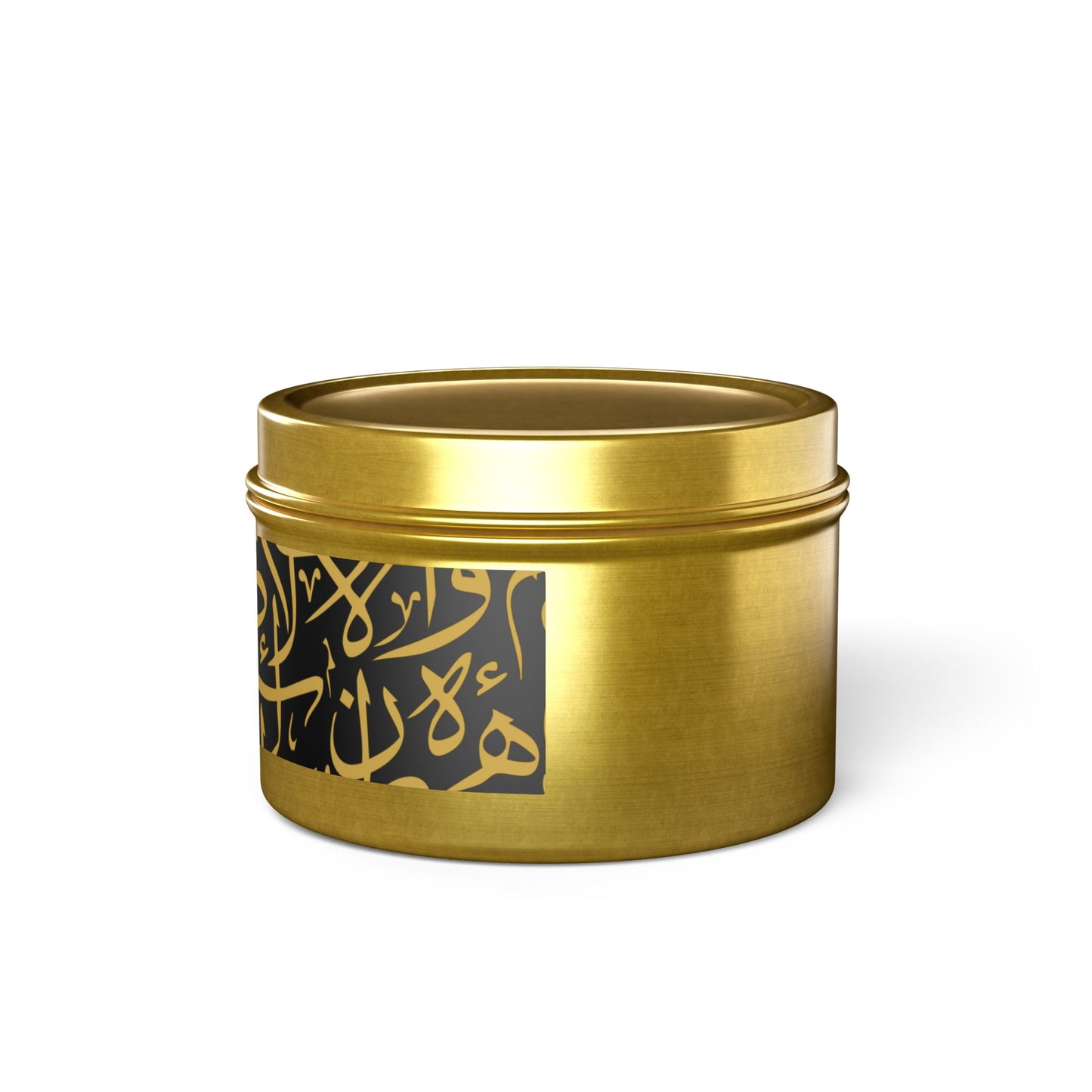 Golden and Black Arabic Letters Script Tin Candles | Elegant Home Fragrance | Decorative Candle Gifts for All Occasions | Relaxing Aromatherapy