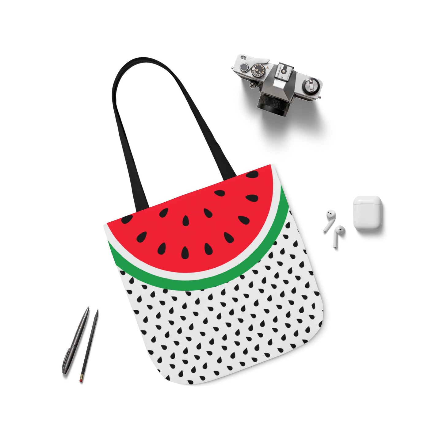 Watermelon Canvas Tote Bag, 2-Color Straps