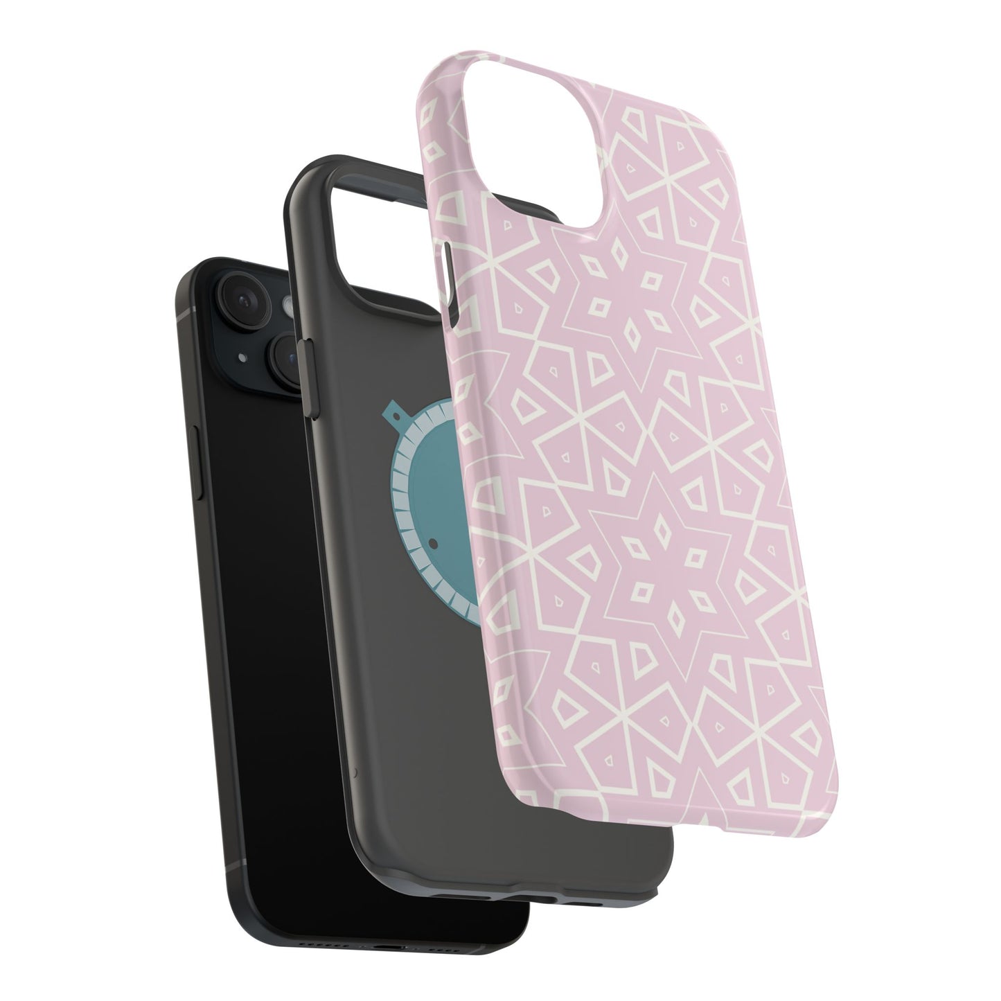 Pink and White Geometric Design Iphone Magnetic Tough Case