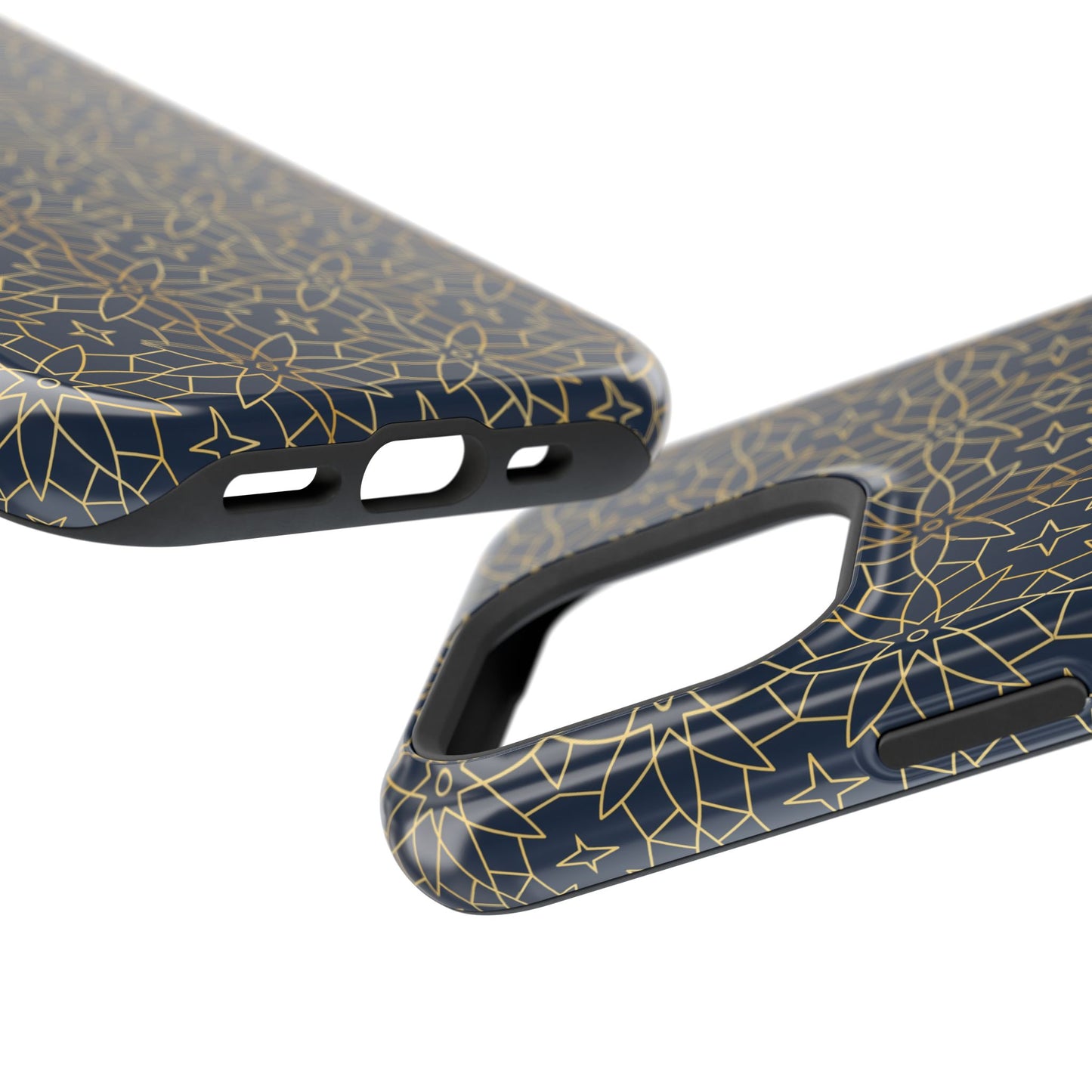 Navy and Gold Geometric Design Iphone Magnetic Tough Case