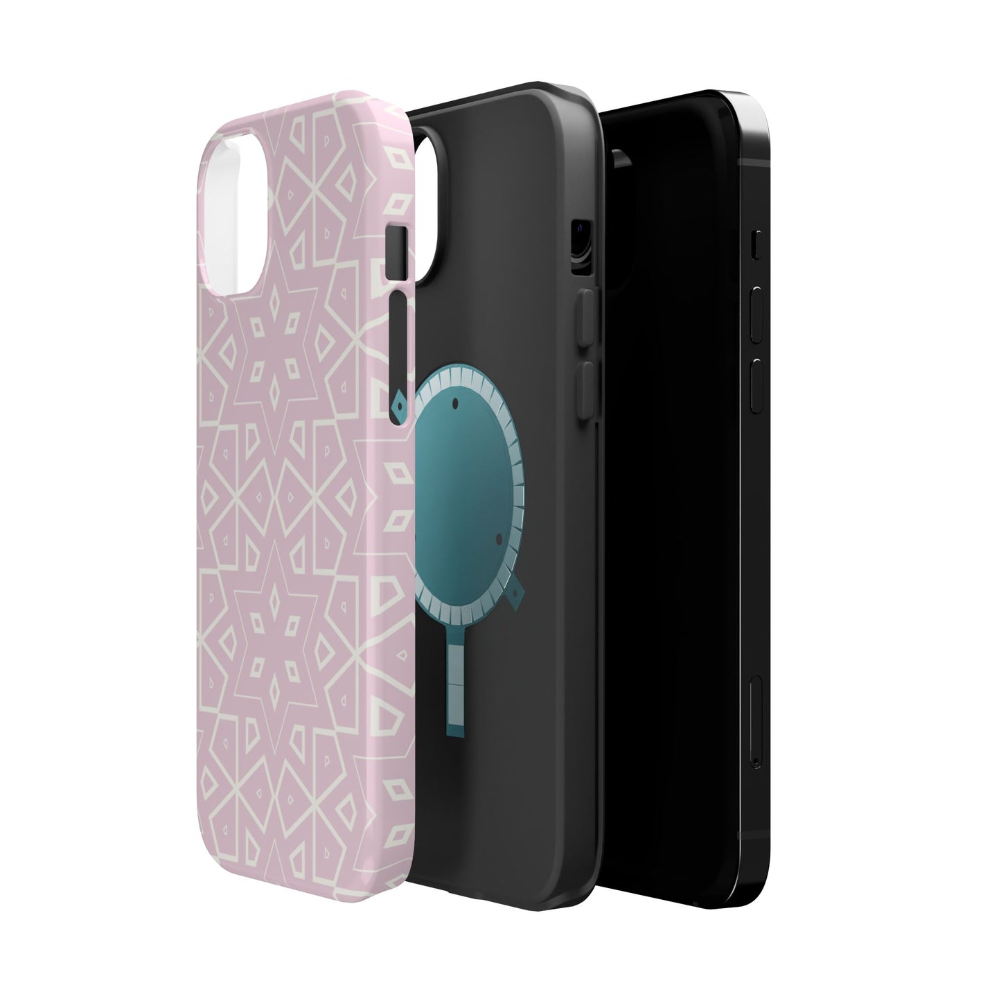 Pink and White Geometric Design Iphone Magnetic Tough Case