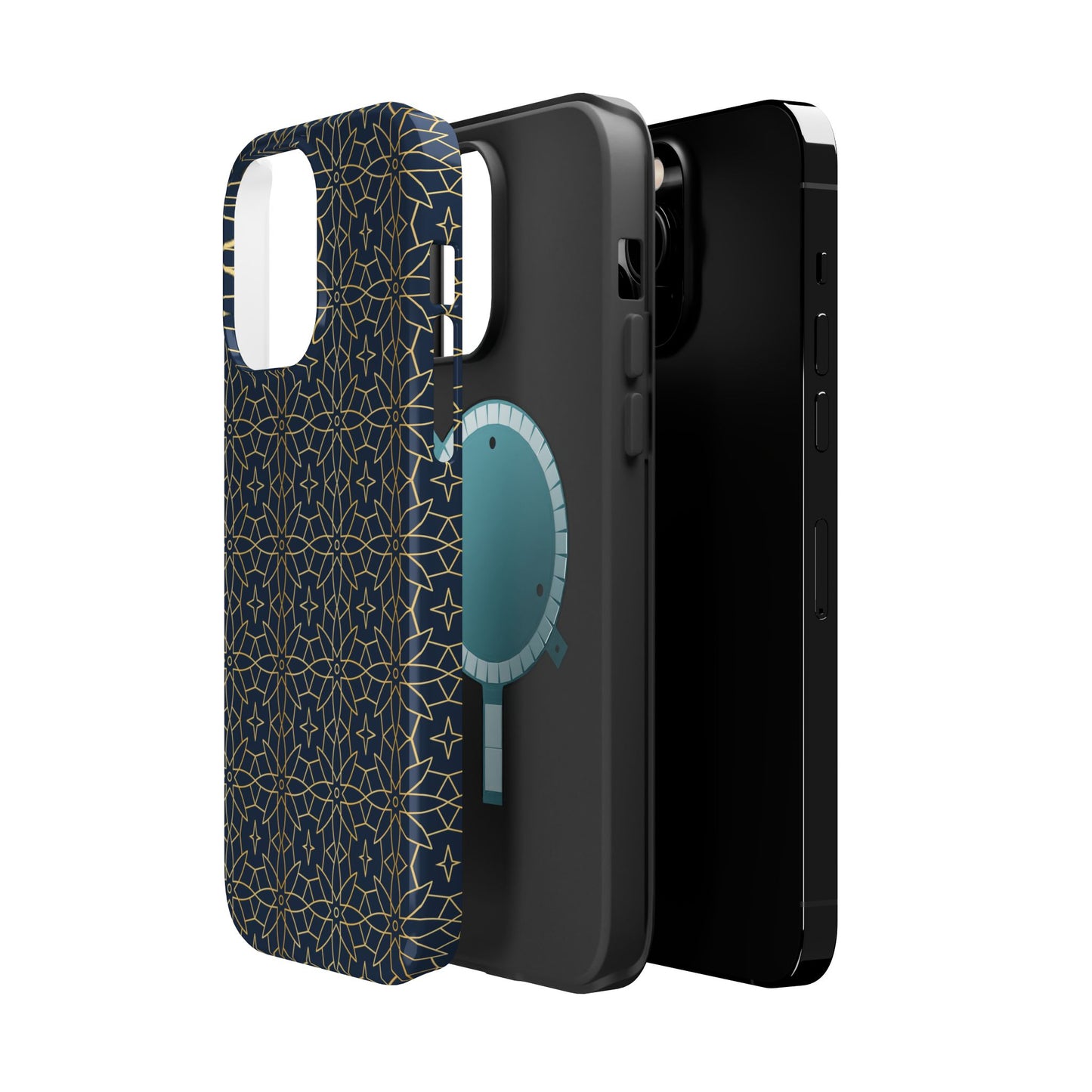 Navy and Gold Geometric Design Iphone Magnetic Tough Case