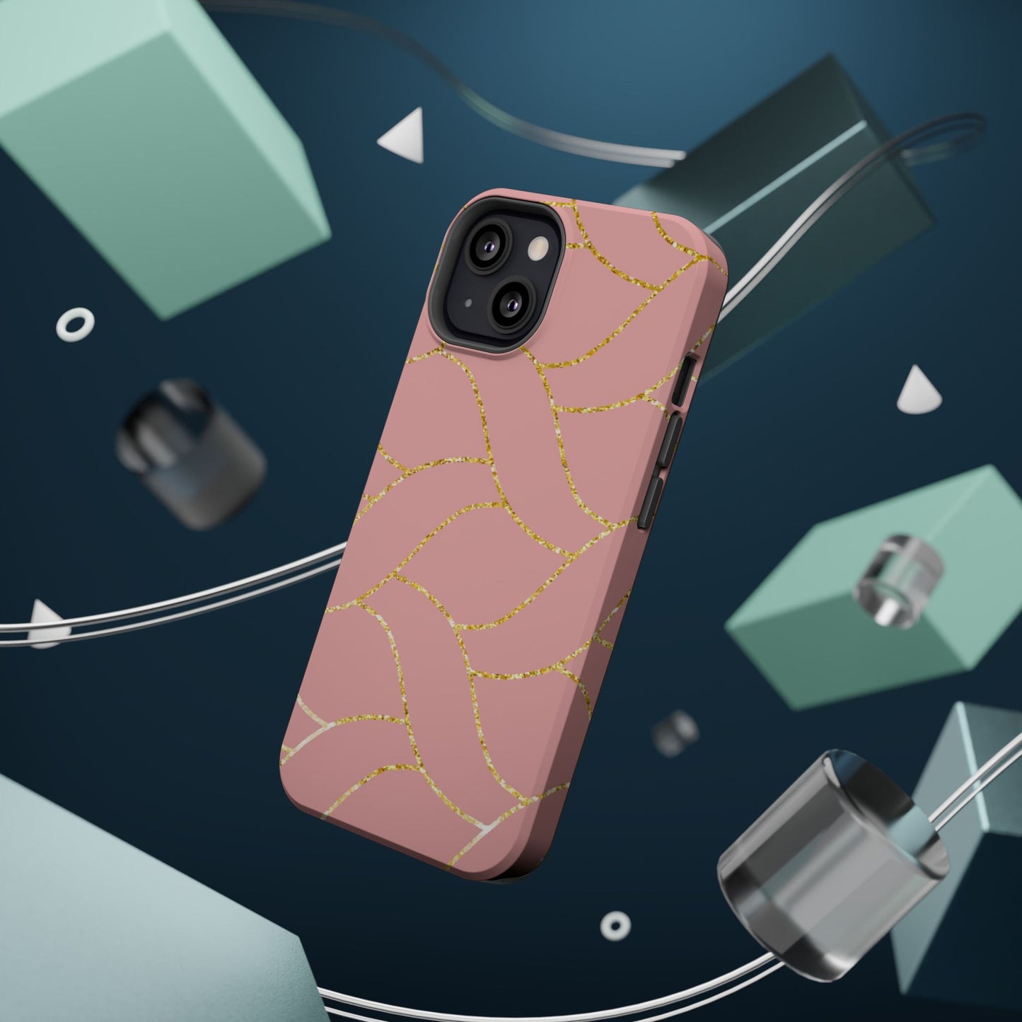 Pink and Gold Geometric Design - Iphone Magnetic Tough Case