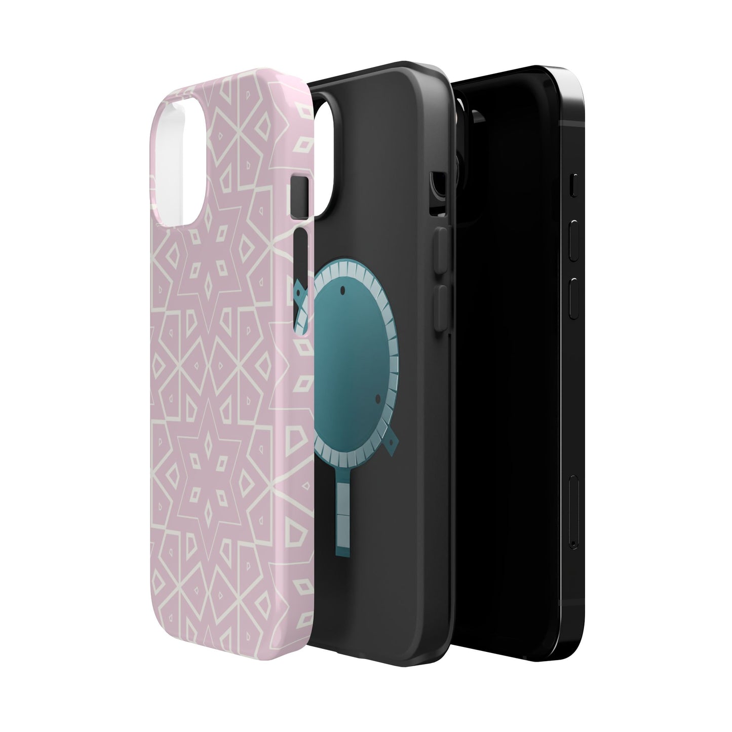 Pink and White Geometric Design Iphone Magnetic Tough Case