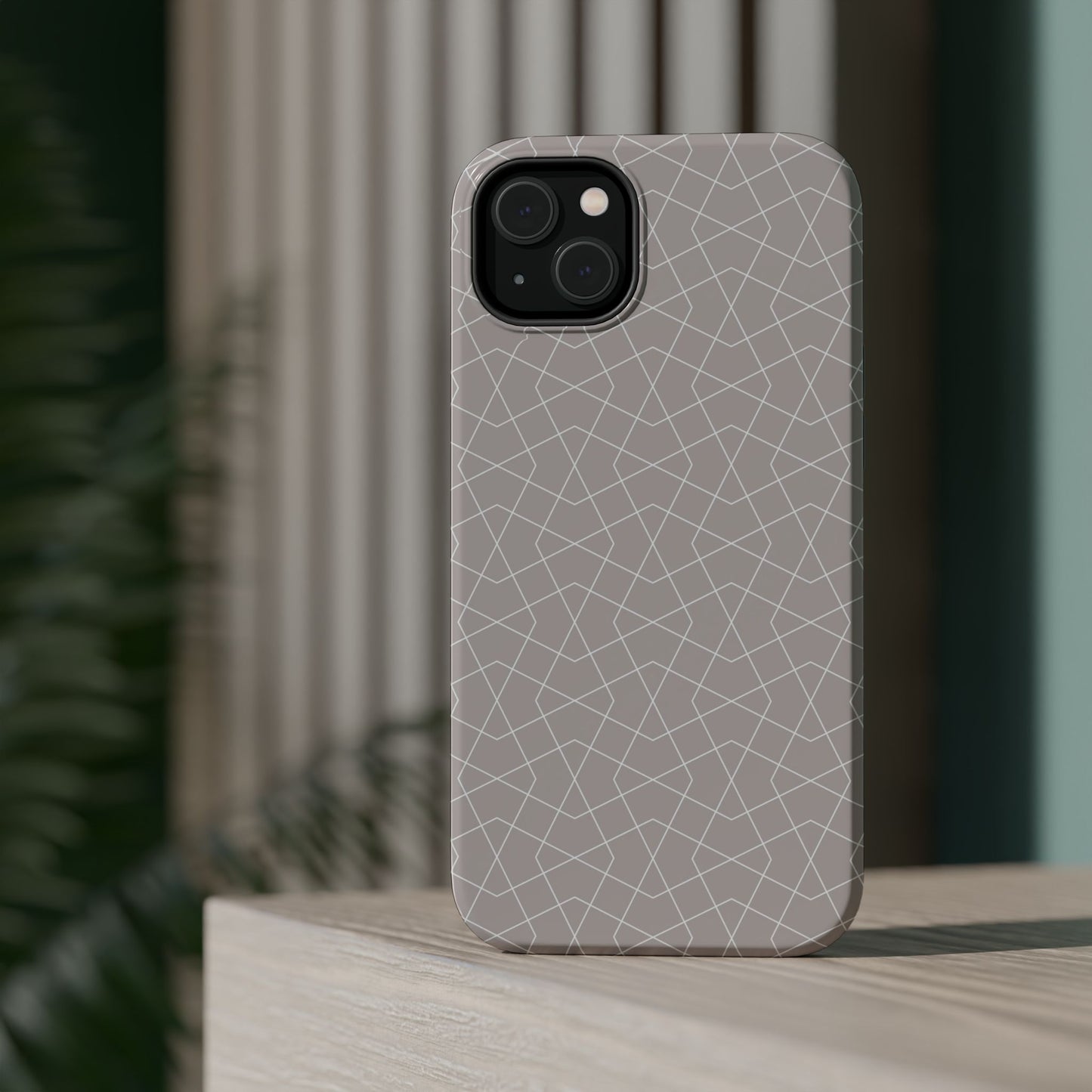 Beige and white geometric Design - Iphone Magnetic Tough Case