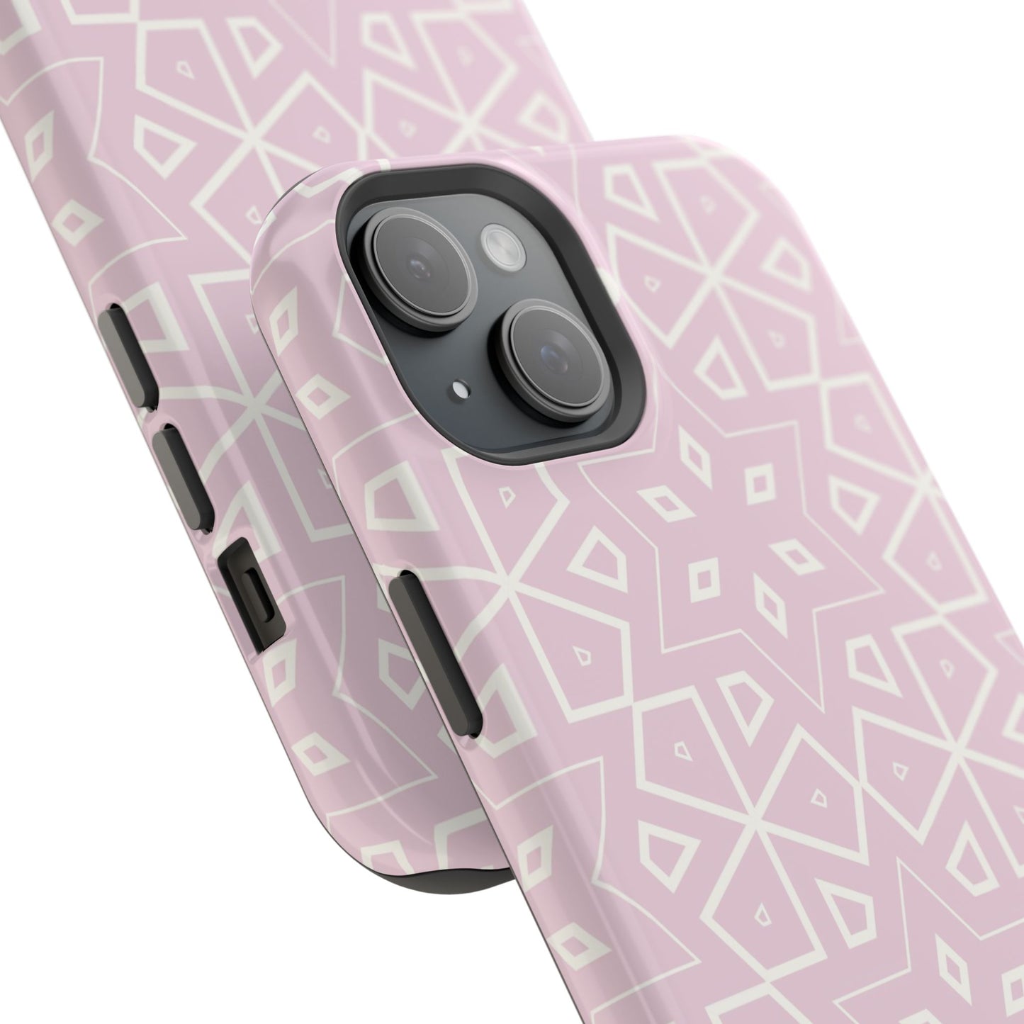Pink and White Geometric Design Iphone Magnetic Tough Case