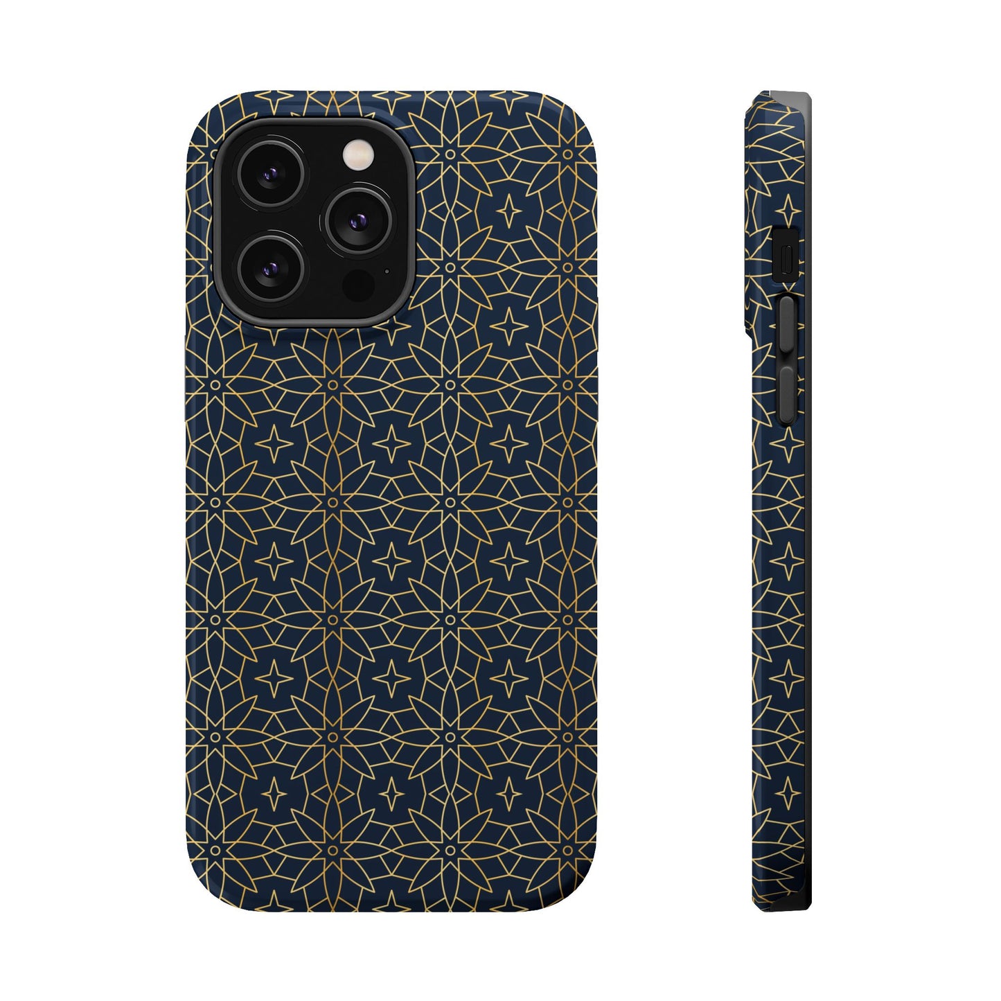 Navy and Gold Geometric Design Iphone Magnetic Tough Case