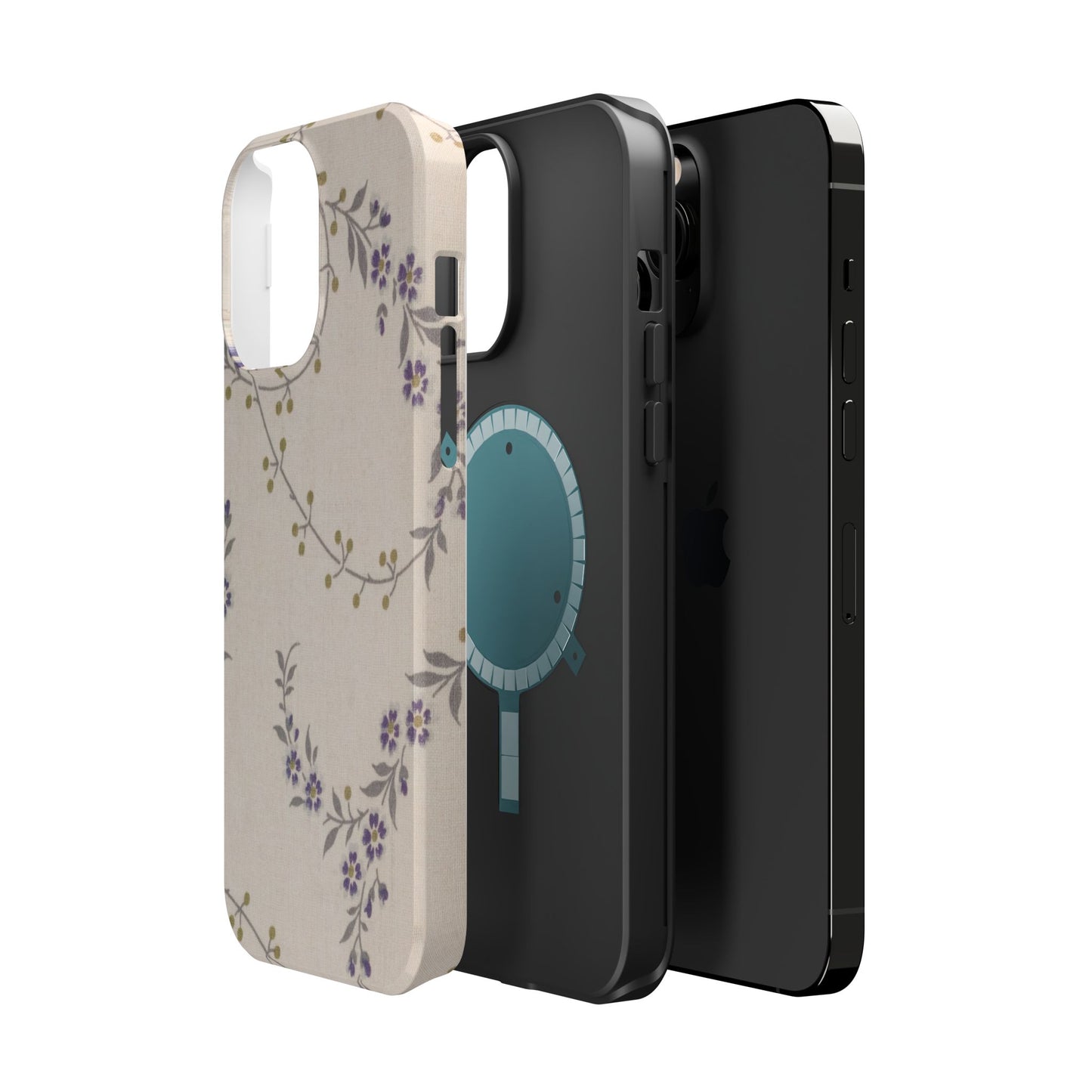 Purple Floral Design - Iphone Magnetic Tough Case