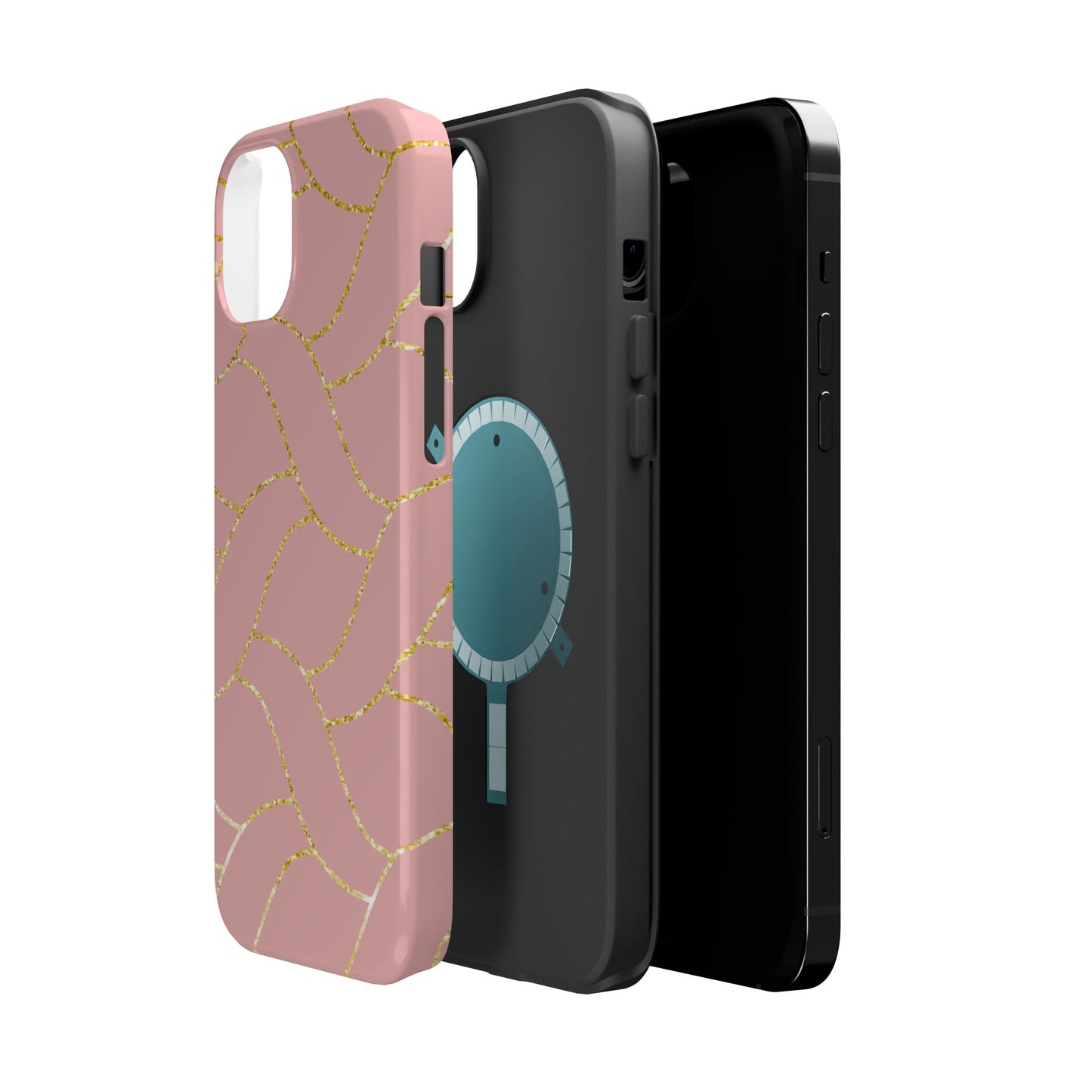 Pink and Gold Geometric Design - Iphone Magnetic Tough Case