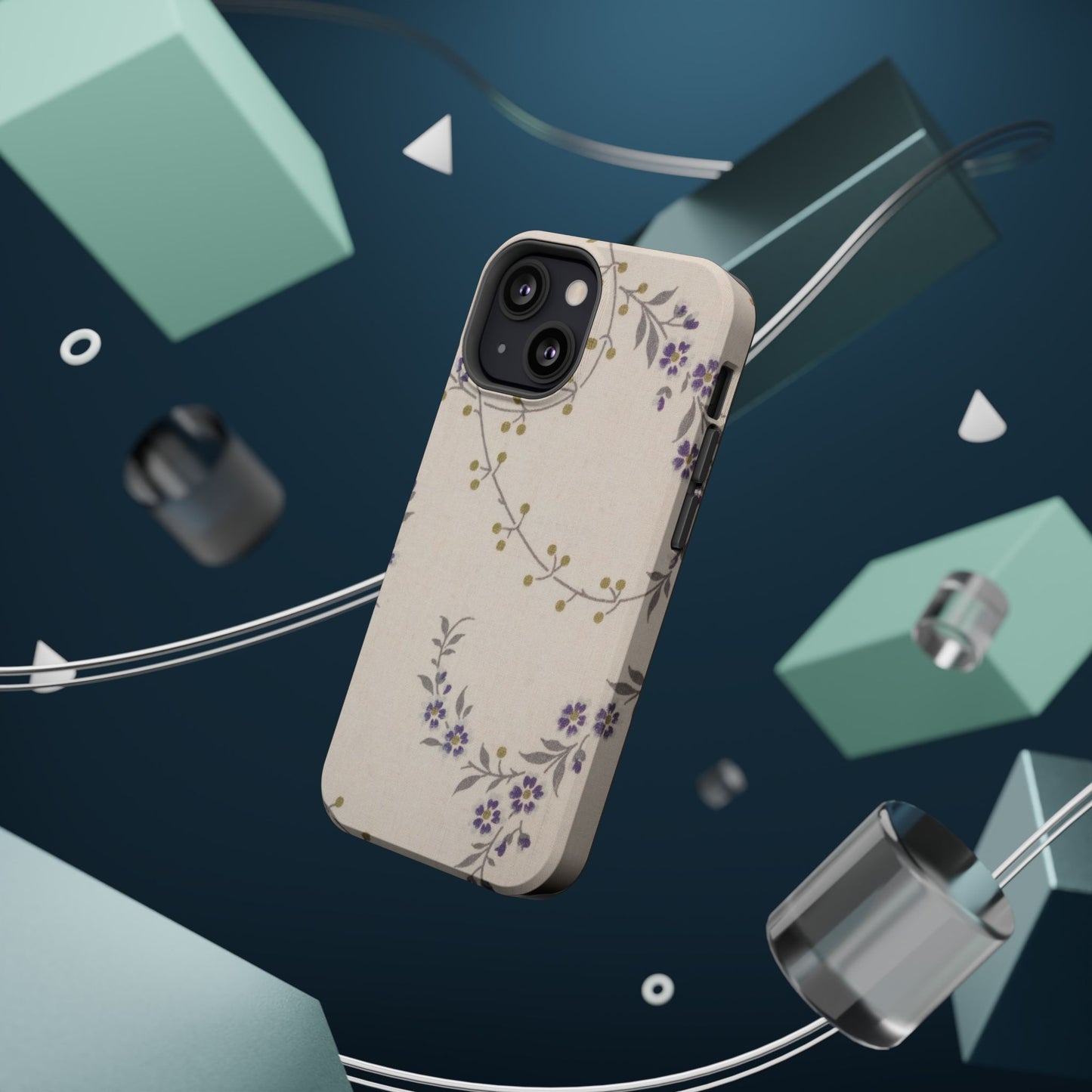 Purple Floral Design - Iphone Magnetic Tough Case