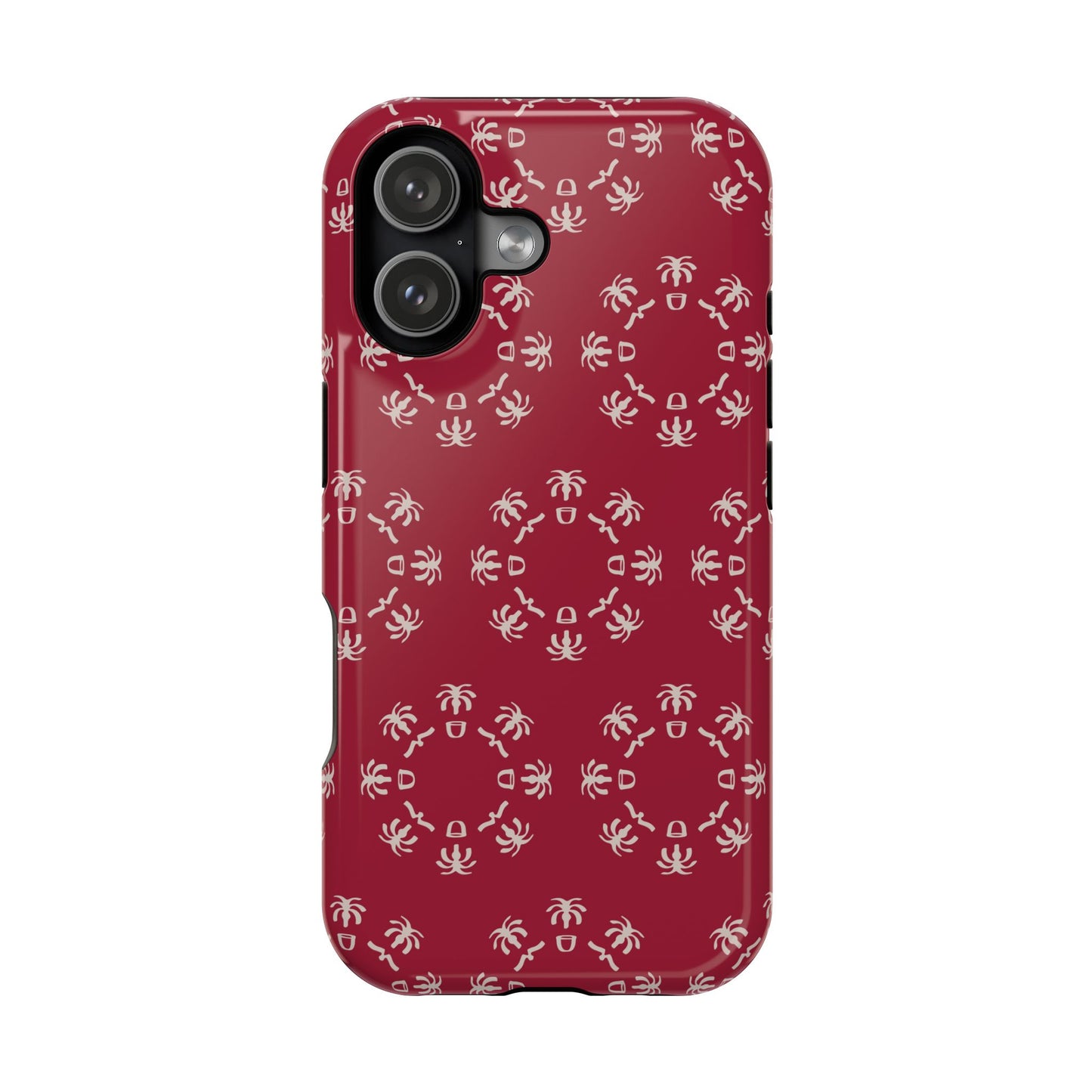 Palm Trees and coffee cups Geometric circle Design - Iphone Magnetic Tough Case